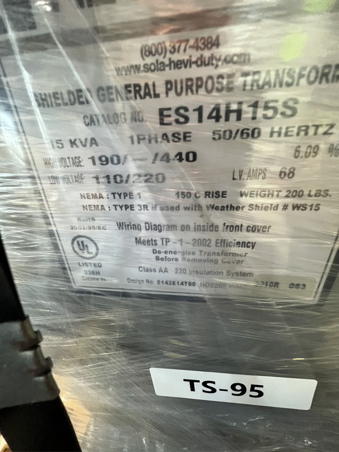 (2) TRANSFORMERS, (1) NEW Transformer 15 KVA, Emerson # ES14H15S ( 105184525 ), (1) GENERAL ELECTRIC - Image 11 of 13