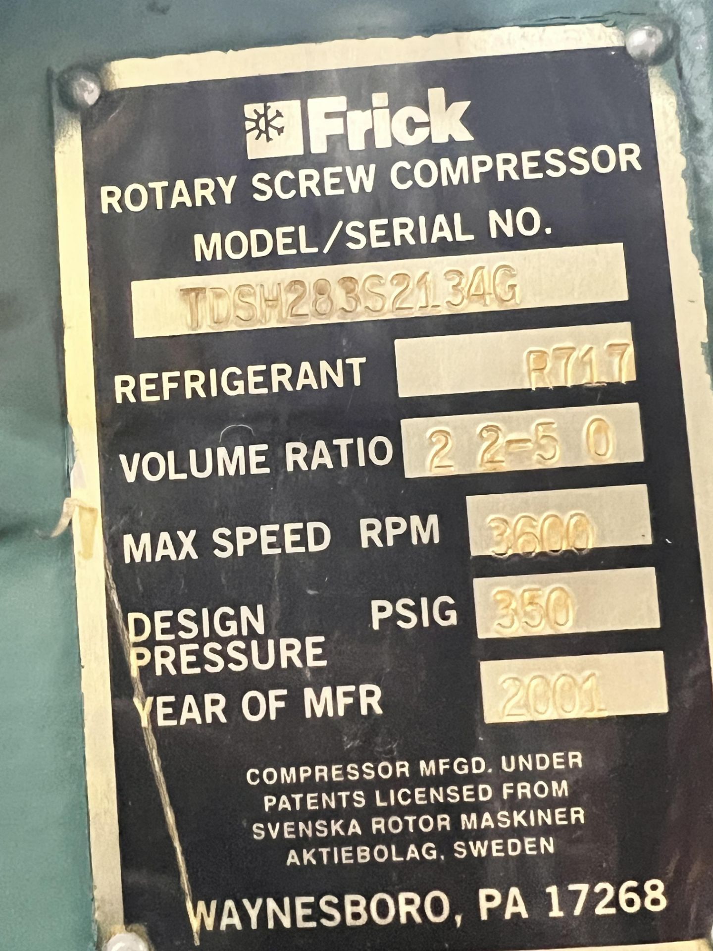 FRICK AMMONIA SCREW COMPRESSOR, MODEL RWB II 316 H, S/N WO482VFMCTTAA11, 3600 RPM - Image 19 of 34