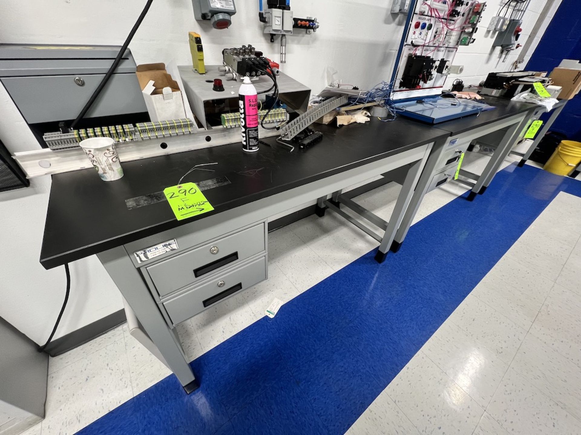 (2) SHOP DESKS WITH ACID RESISTENT COUNTERTOPS, APPROX. 64 IN. X 36 IN. X 40 IN. LWH - Image 2 of 5