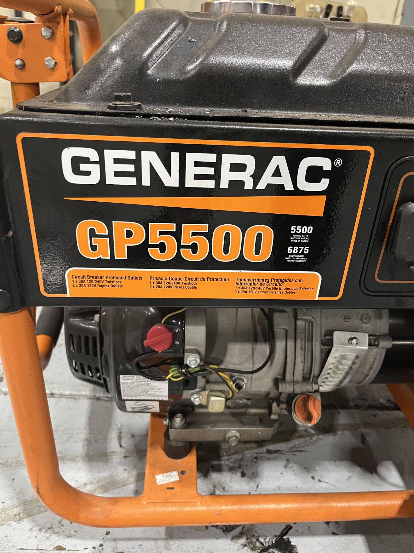 GENERAC GP5500 PORTABLE GENERATOR:GASOLINE 5500 WATTS (SIMPLE LOADING FEE $110) - Image 2 of 4
