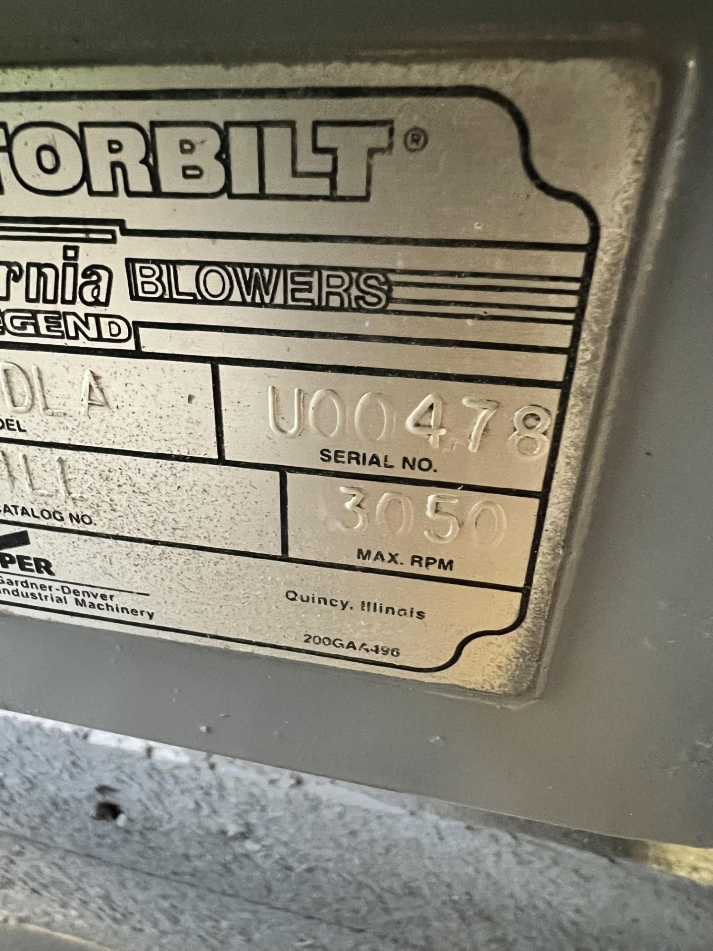 (2) PD BLOWER / VACUUM PUMP HEADS, SUTORBILT MODEL GACLDLA, S/N U00478, 3050 MAX RPM, SUTORBILT - Bild 6 aus 8