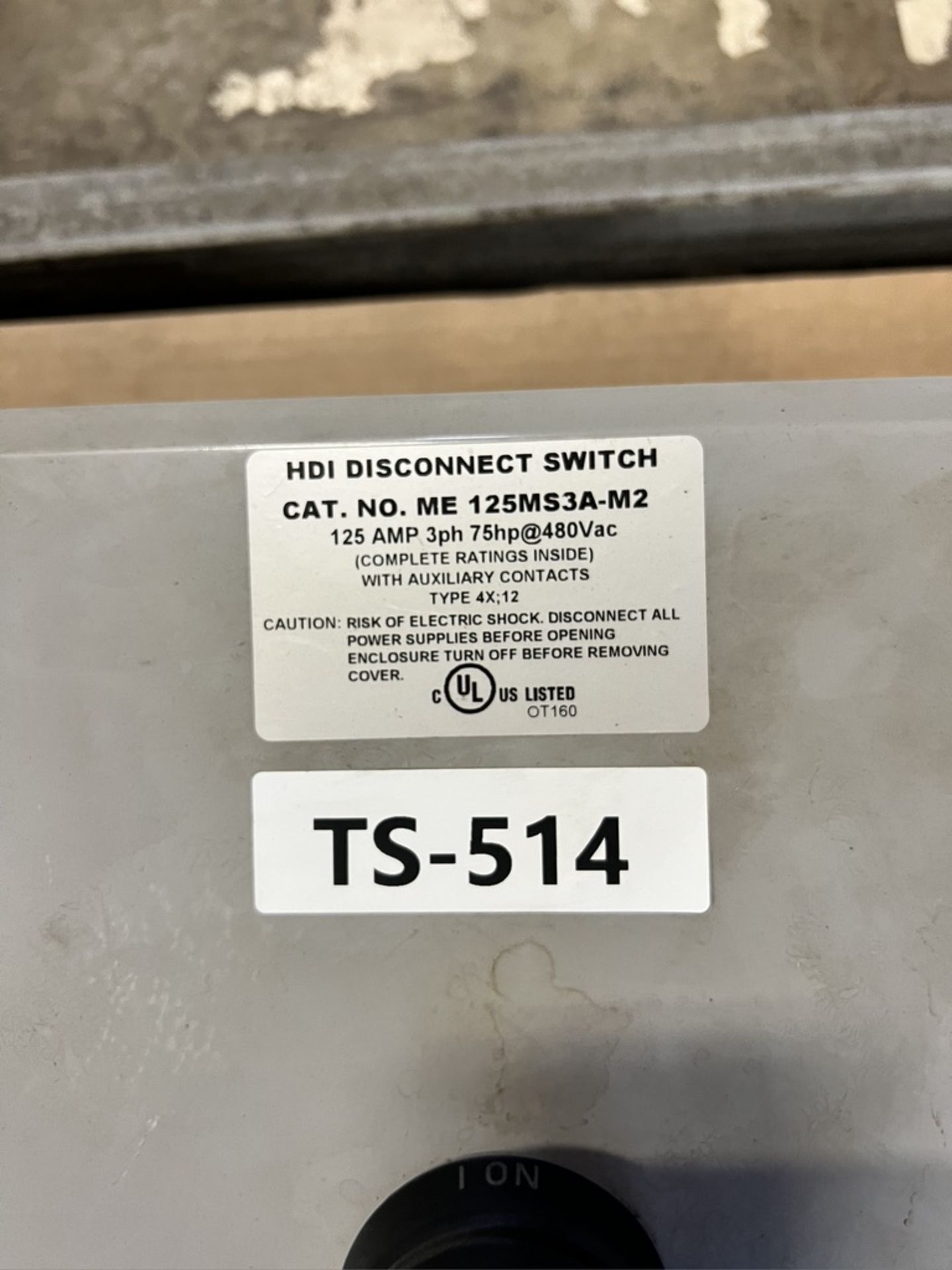 (2) HDI DISCONNECT SWITCHS CAT NO. ME 125MS3A-M2, 125 AMP, 3 PHASE, 75 HP @ 480 VAC - Image 3 of 7