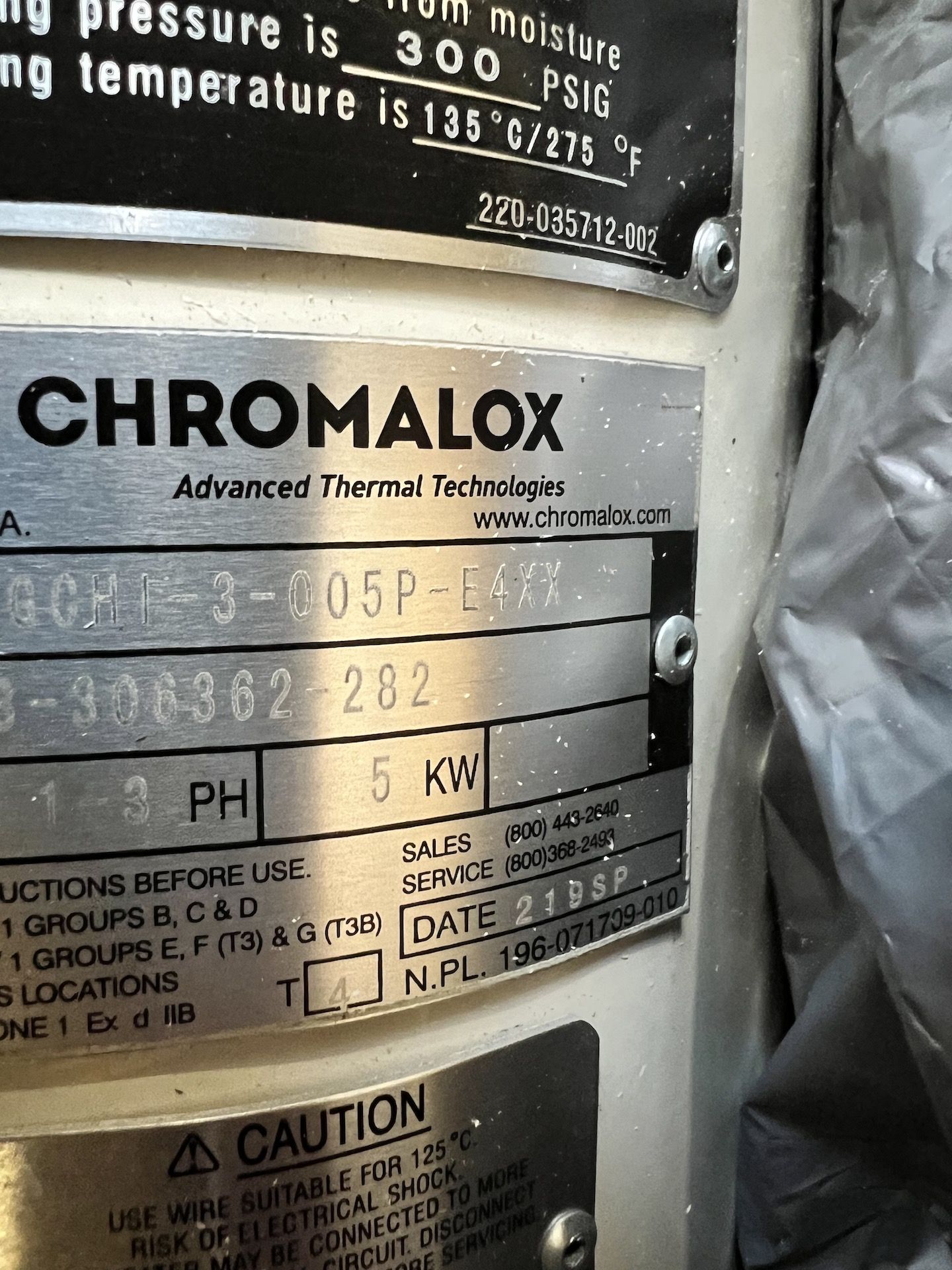 NEW CHROMALOX CIRCULATION HEATER, CAT NO. GCHI-3-005P-E4XX, 1-3 PHASE, 480 V (SIMPLE LOADING FEE $ - Image 8 of 21