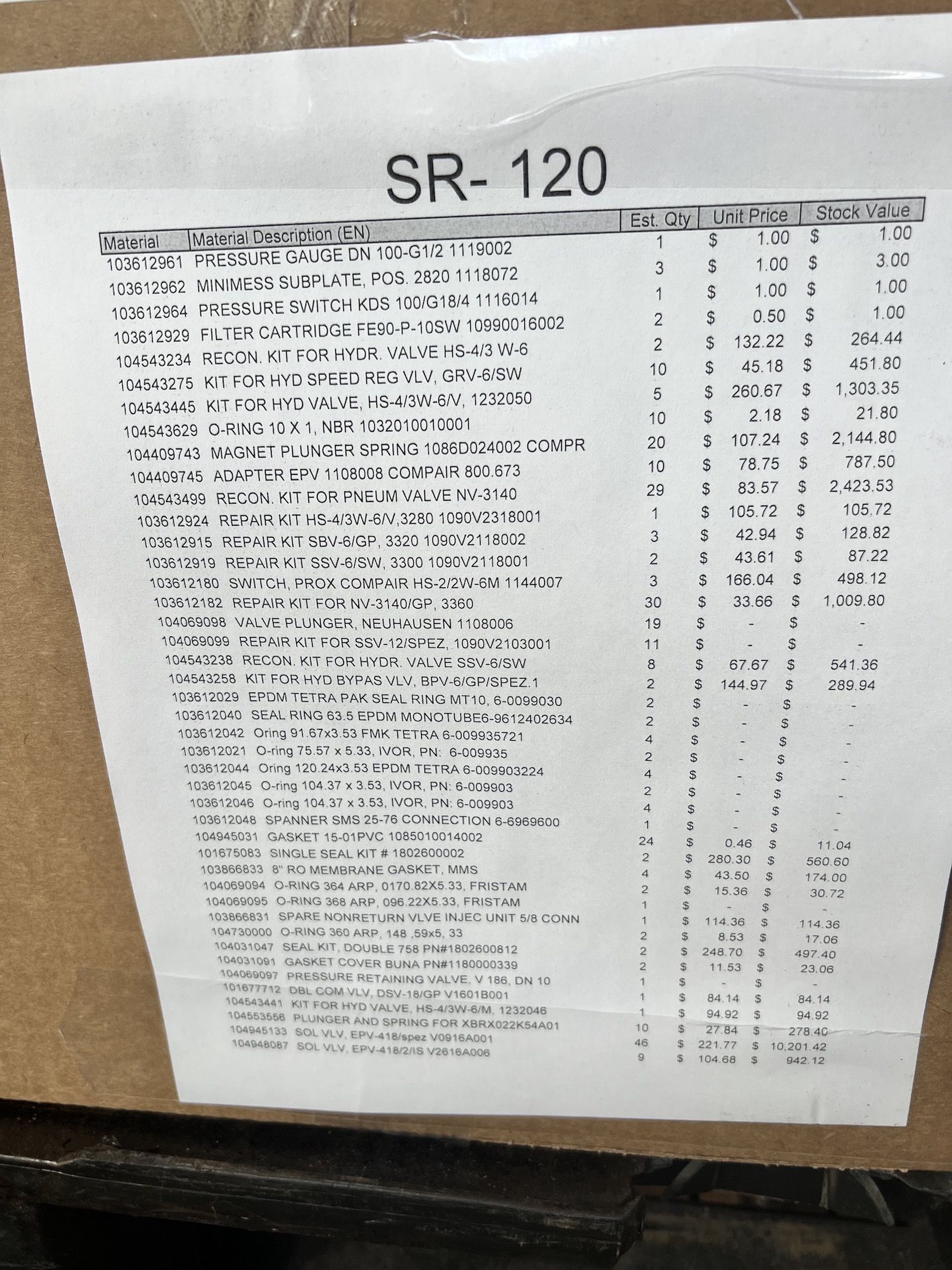 ASSORTED MRO AND SPARE PARTS, PLEASE SEE INVENTORY LISTS IN PHOTOS - Image 8 of 11