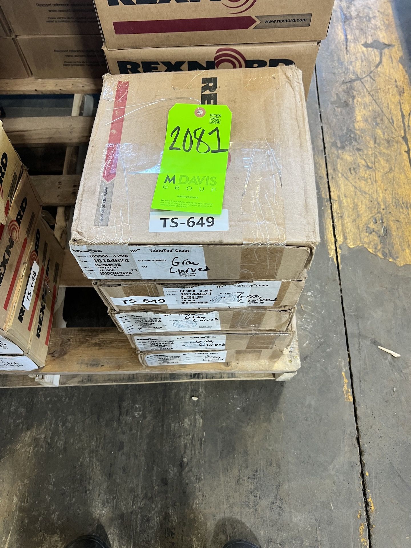 (5) NEW BOXES OF Rexnord TableTop Chain HP880B, 3.25 Inch Wide, Part # 10144624, Box of 10'