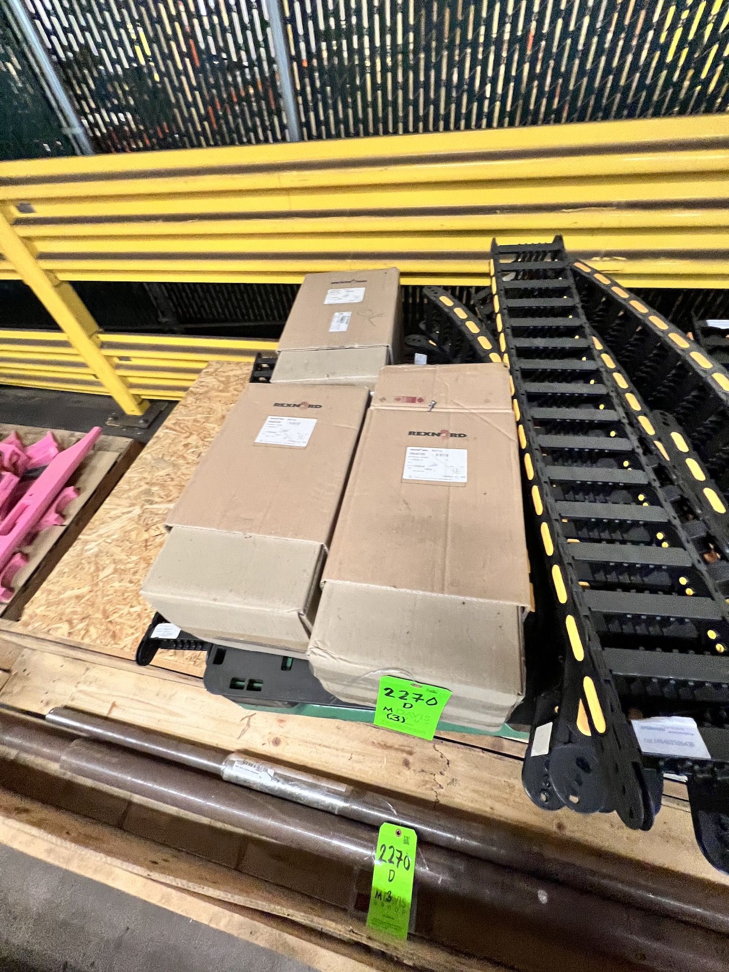 PALLETIZER SPARE PARTS AND MRO, INCLUDES MATTOP CONVEYOR (1785MM/1505 HP), (3) BOXES OF REXNORD - Image 6 of 8