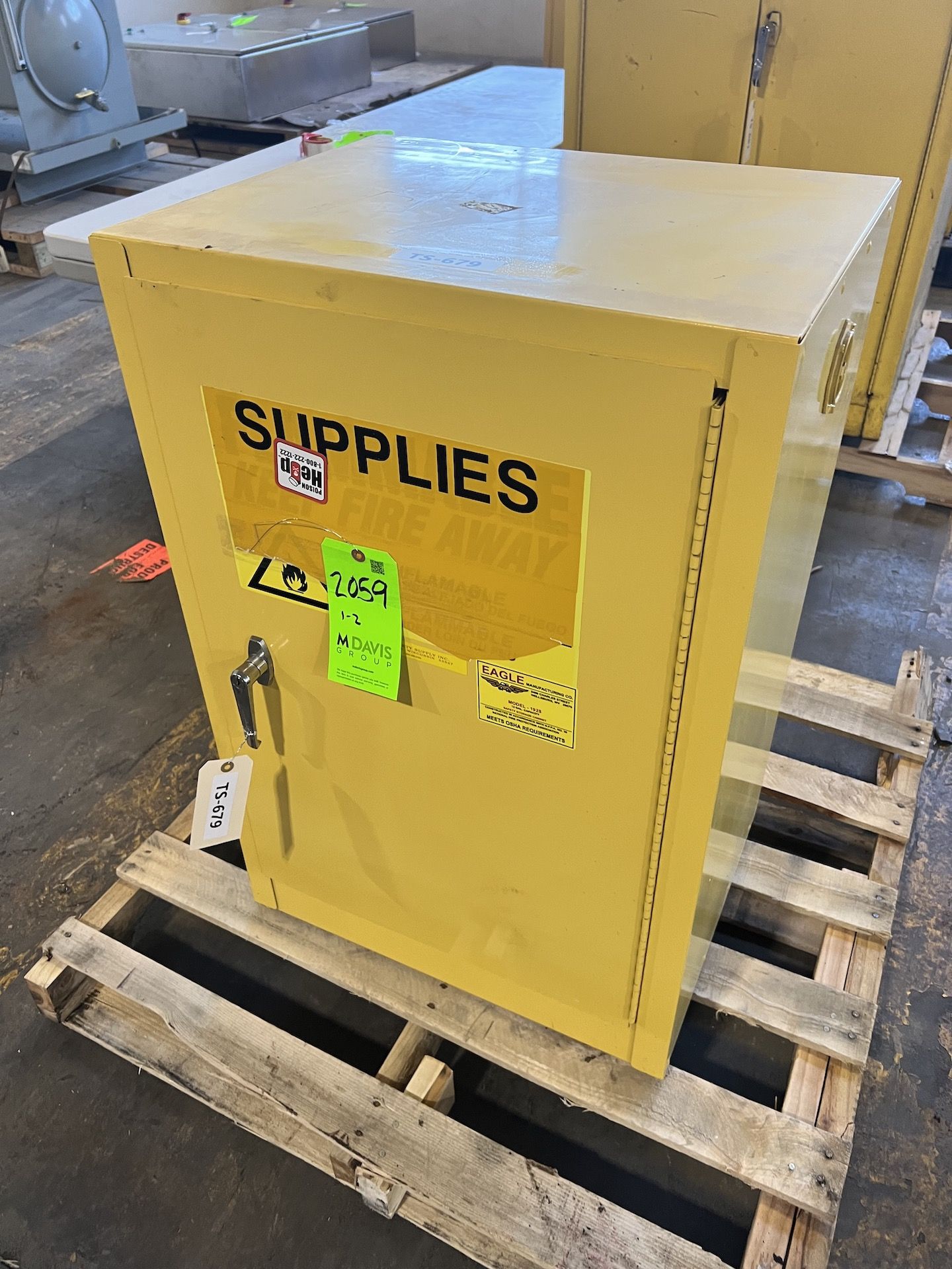 (2) FLAMMABLE STORAGE CABINETS, Justrite Yellow Flammable Safety Cabinet, 30 Gallon, 2 Door, 1 - Image 2 of 7