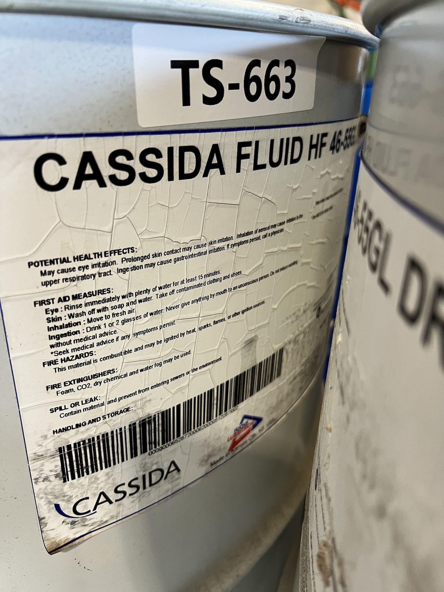 (2) BARRELS OF Cassida Synthetic Hydraulic Fluid # HF 46, 55 Gallon Drums - Image 2 of 3