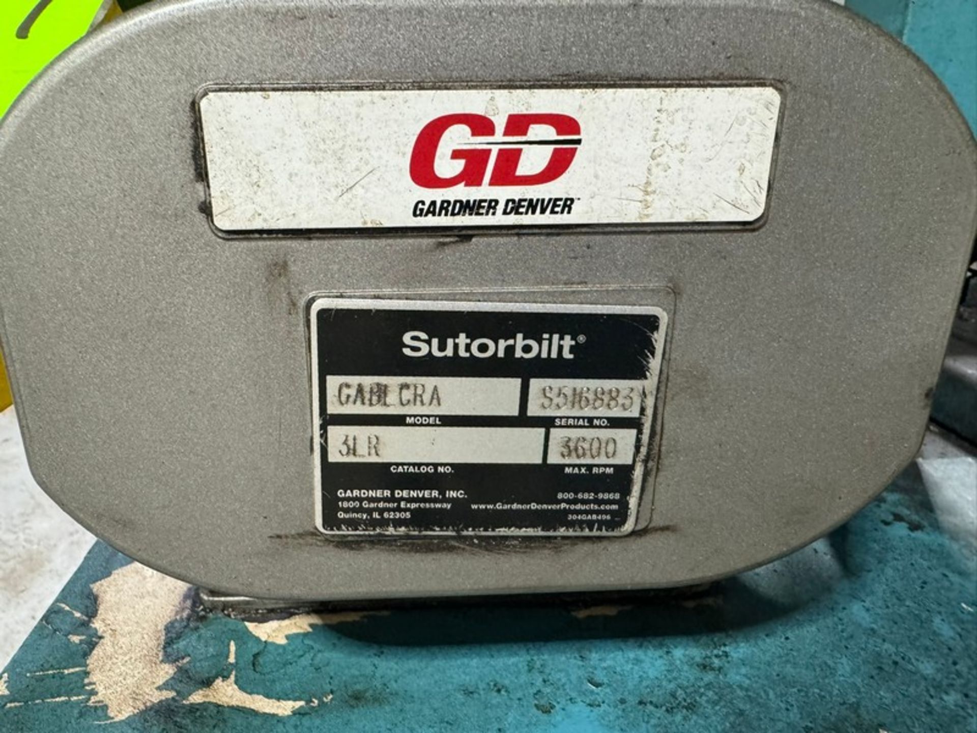 5 hp Blower Unit, with Sutorbilt Blower Head, M/N GABLCRA, S/N S516883, 3,600 MAX. RPM (N: 049236)( - Image 3 of 4