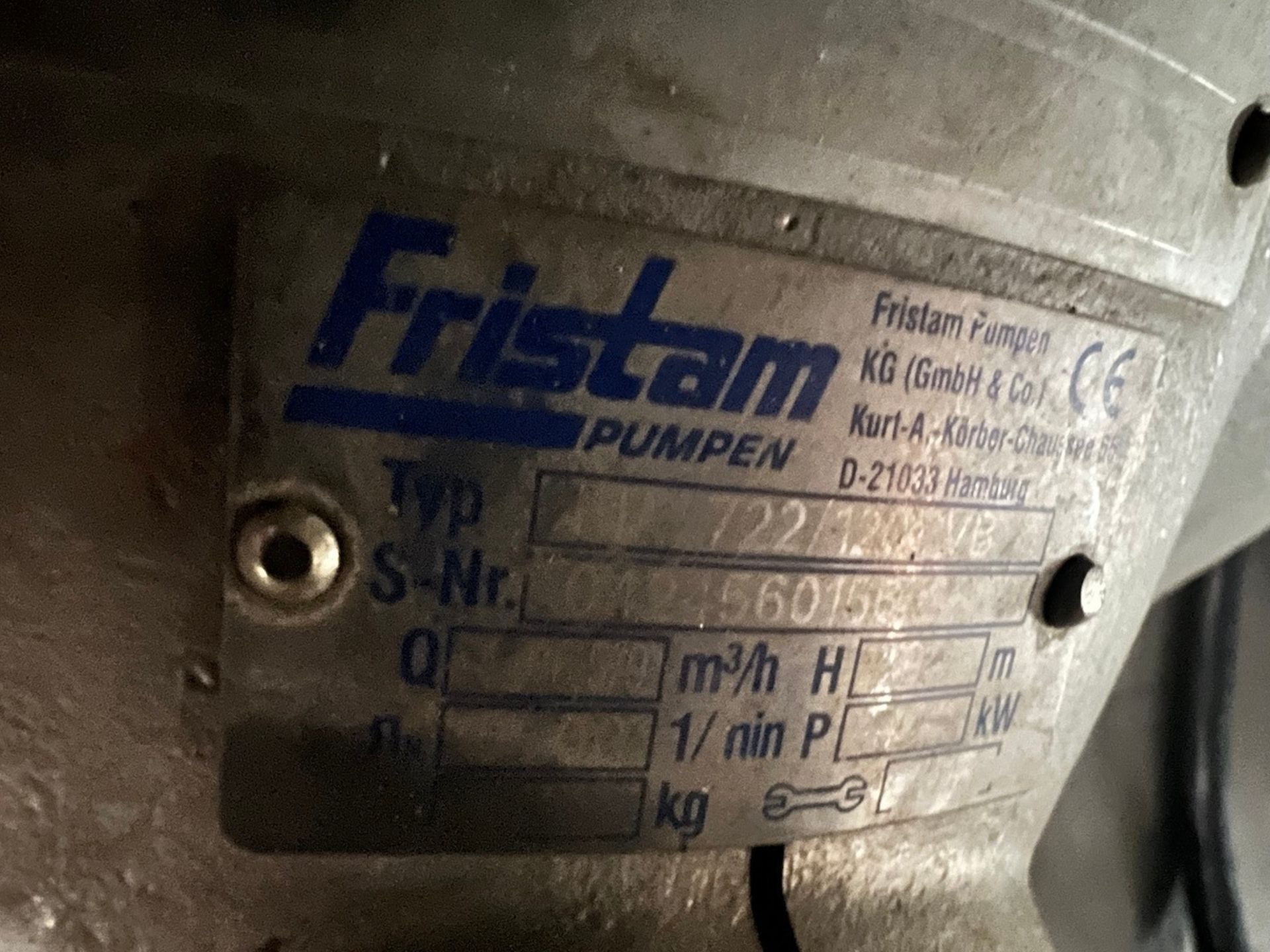 FRISTAM CENTRIFUGAL PUMP, MODEL FP722/120 (SIMPLE LOADING FEE$110) - Image 2 of 3