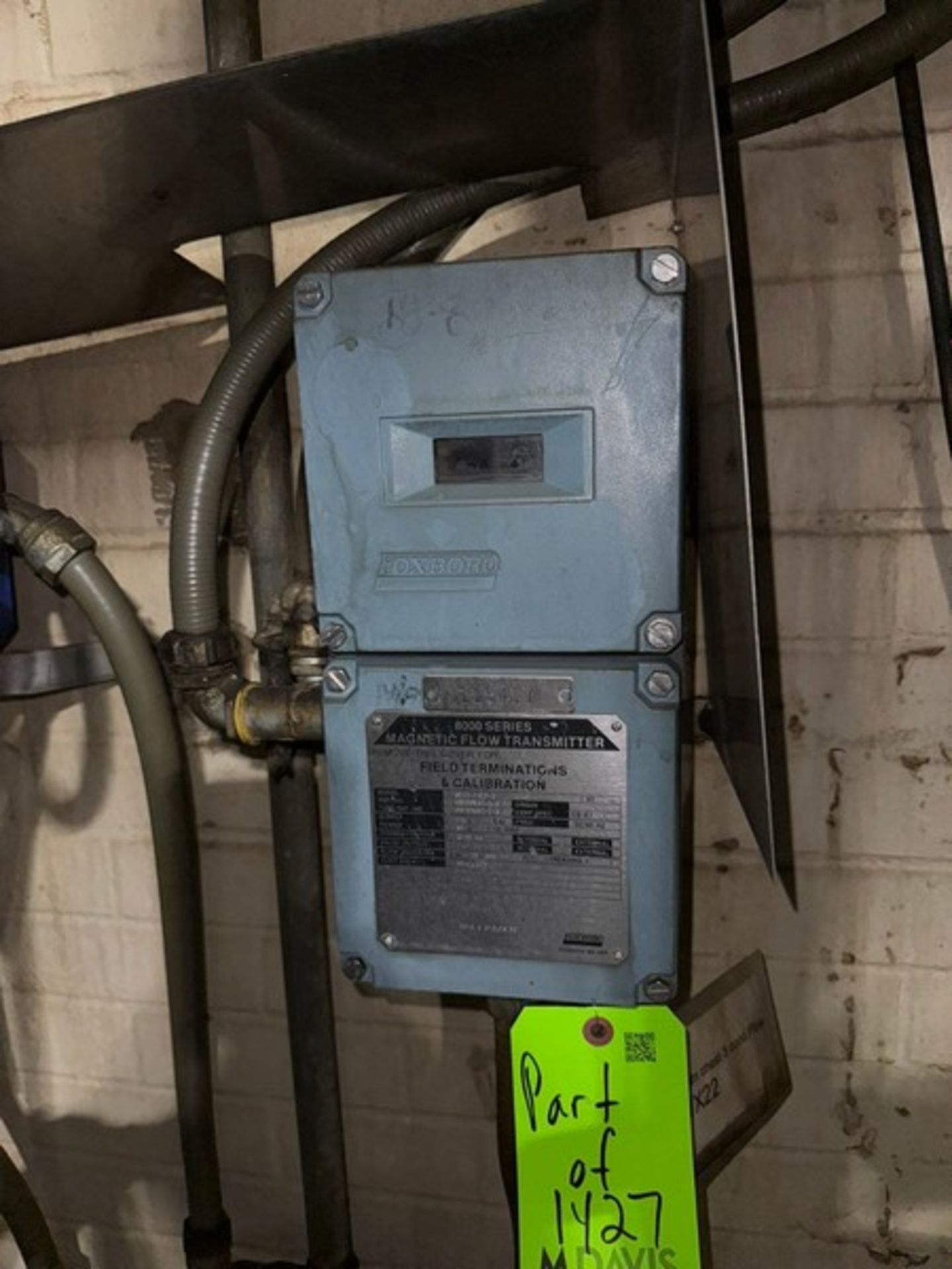 Foxboro Magnetic Flow Meter, M/N 8000 Series, with Digital Read Out (LOCATED IN FREEHOLD, N.J.)