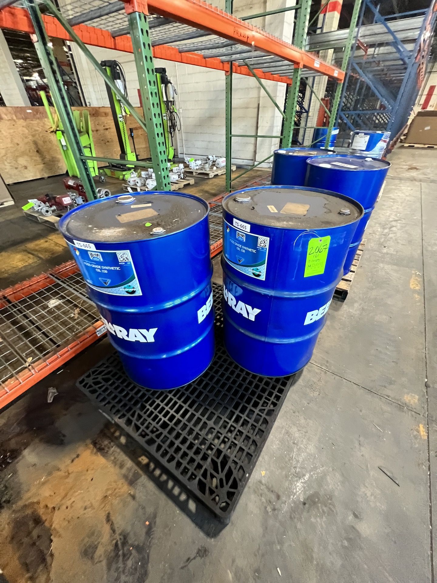 (6) BARRELS ON (2) PALLETS OF Belray No Tox Synthetic Food Grade Oil 150, Product Code # 64238-DR, - Image 6 of 8
