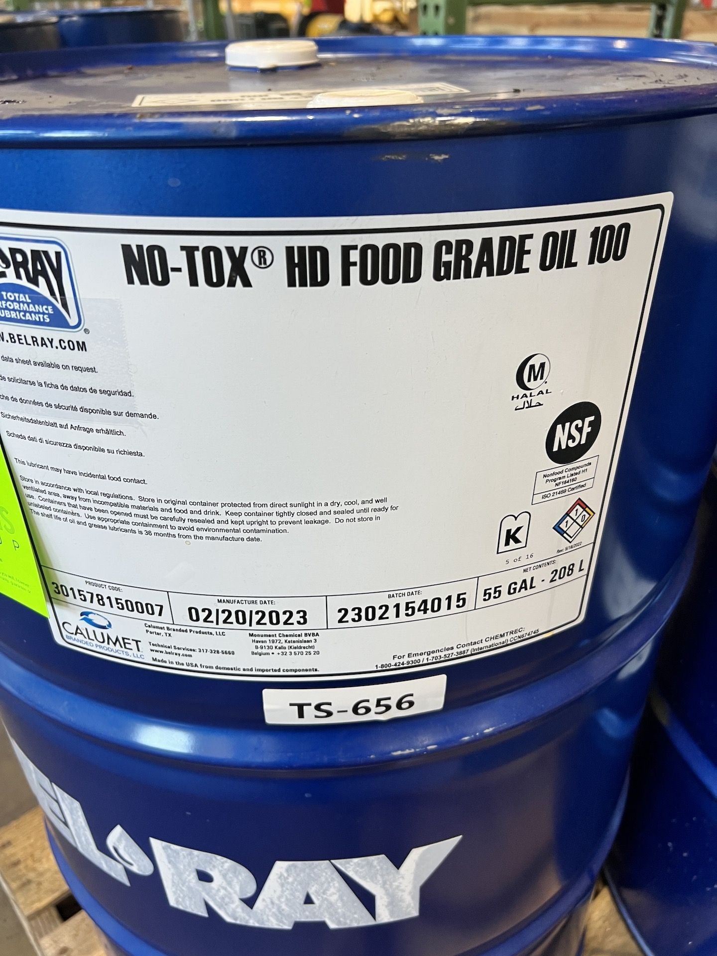 (2) 55-GALLON DRUMS OF BELRAY NO-TOX SYNTRA FOOD GRADE SYNTHETIC OIL 46 - Image 3 of 6