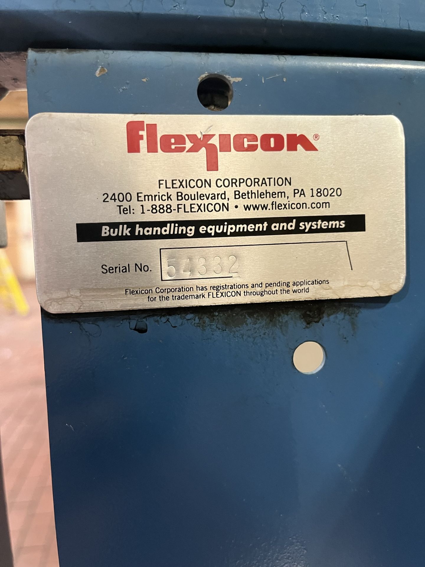 FLEXICON SUPERSAC UNLOADER, BULK BAG DISCHARGER SERIAL NO.54332 3200 LBS MAX LOAD, INCLUDES I-BEAM - Image 8 of 9