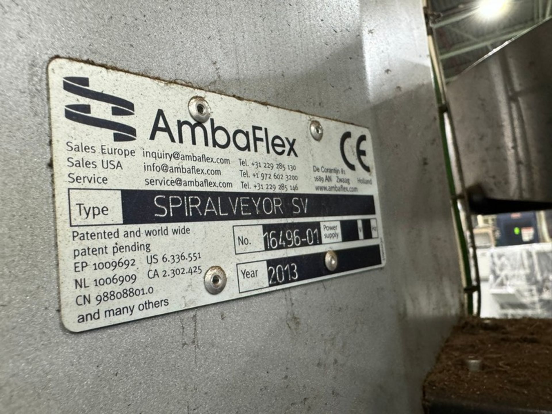 2013 AmbaFlex Spiral Conveyor, S/N 16496-01, with Aprox. 15” W Belt, with SEW Drive, Bottom to Top - Bild 3 aus 6