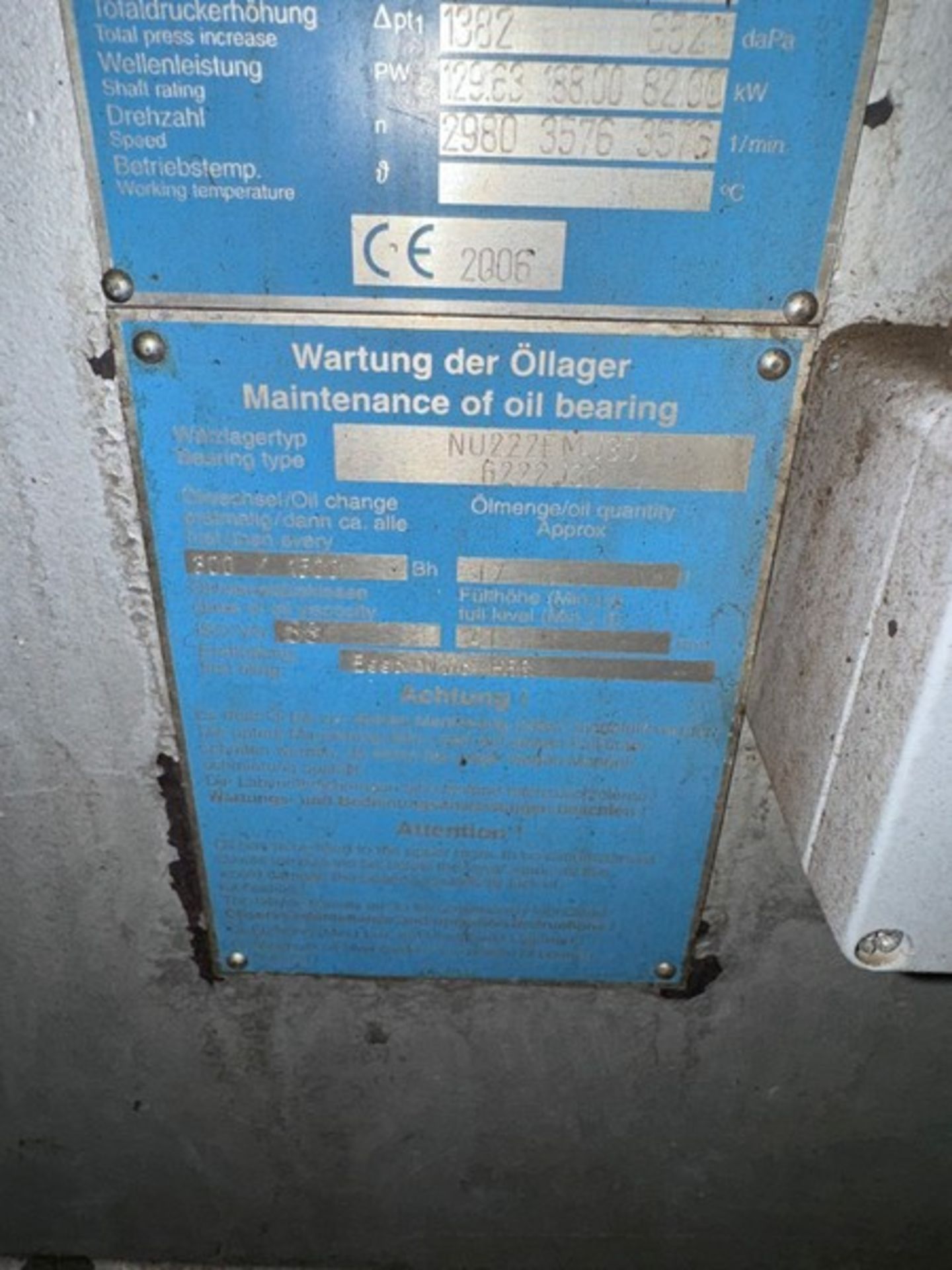 2006 Wartung der Öllager 160 kw Radial Hot Fan, Type: KXE 160-040030-60, S/N 212397, Includes Square - Image 6 of 15