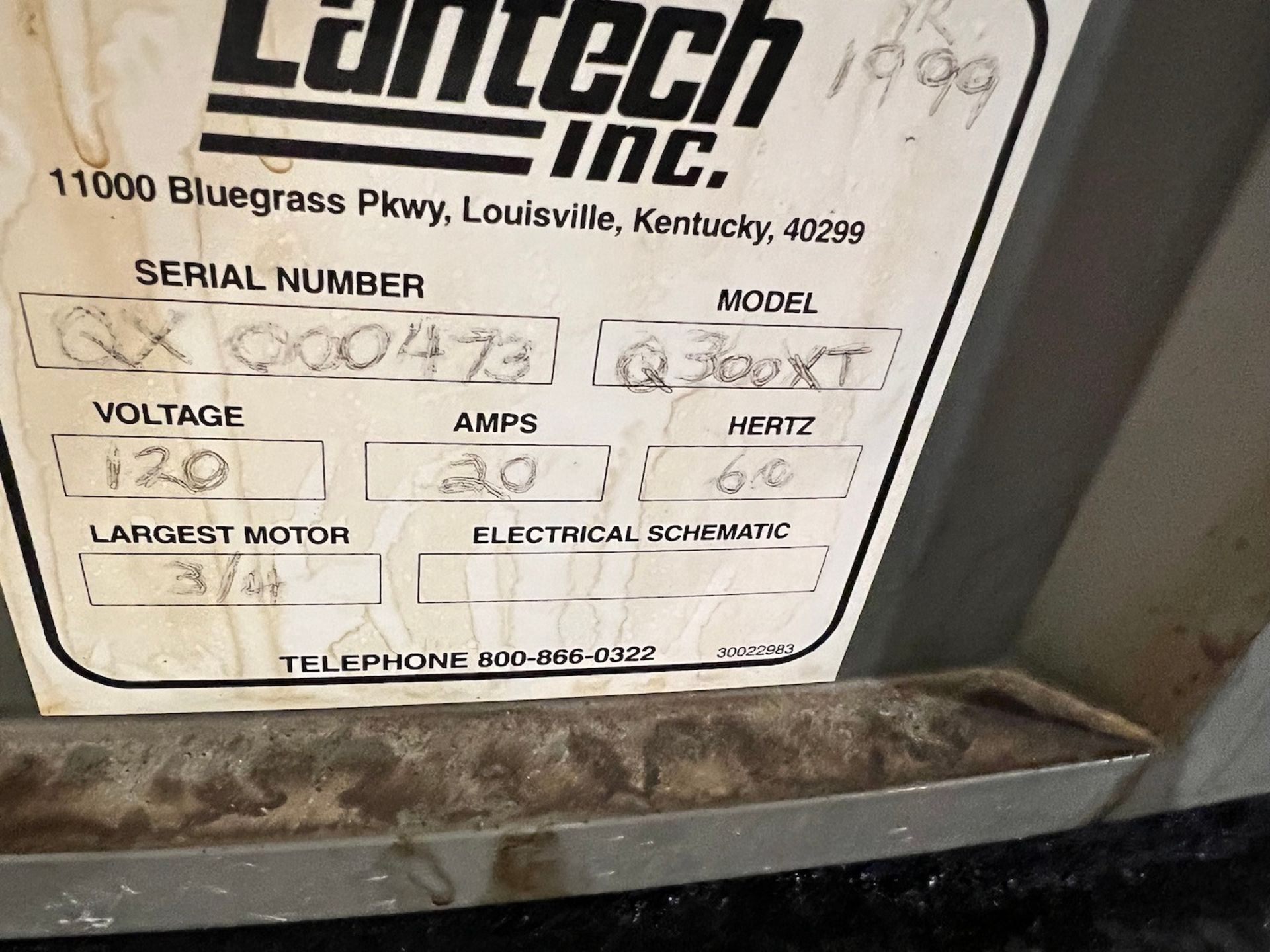 LANTECH Q-SERIES PALLET WRAPPER, MODEL Q300XT, S/N QX000473, 120 V (SIMPLE LOADING FEE $550) - Image 5 of 5