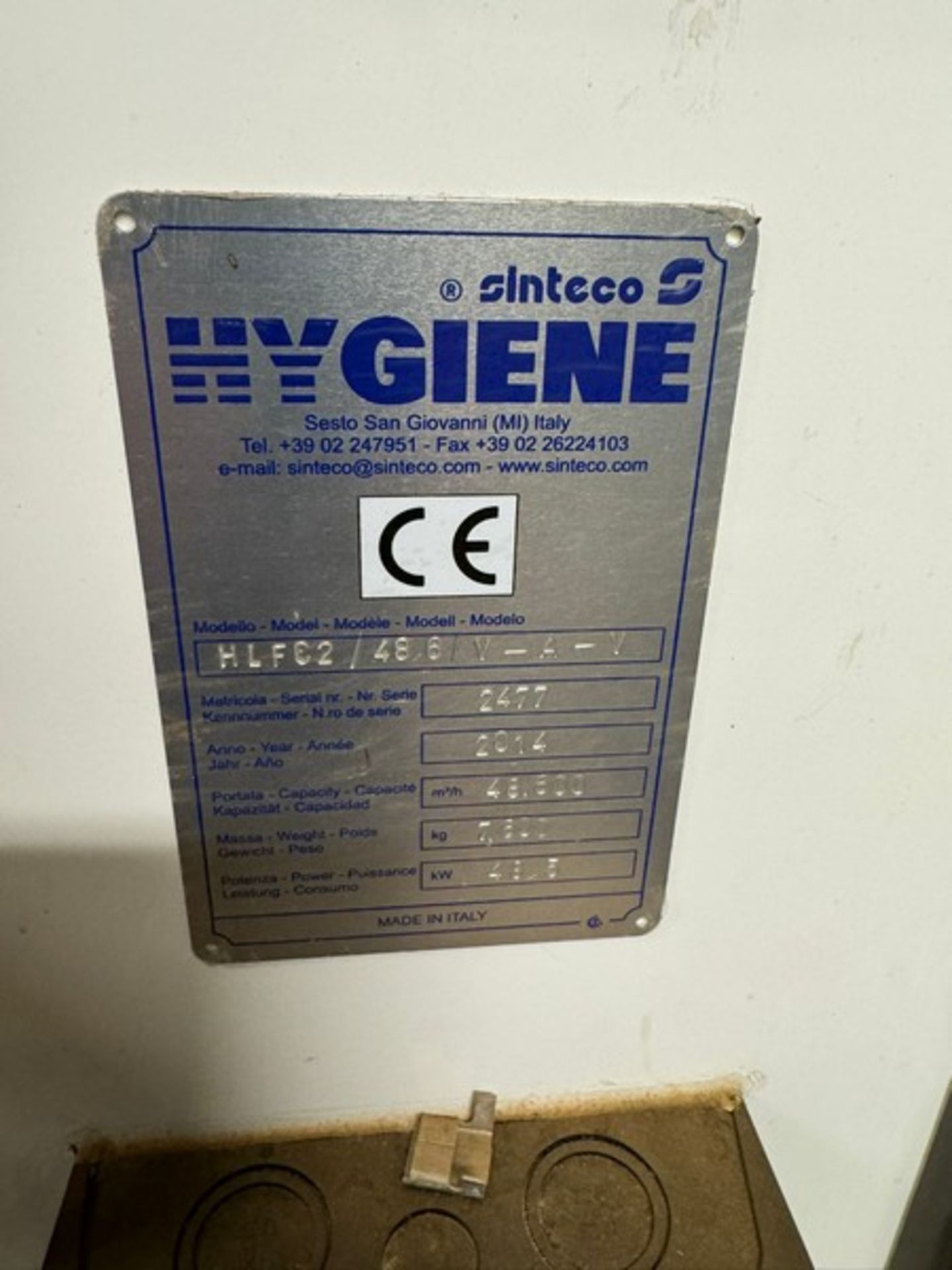 Sinteco Hygiene Air Cleaner, with 3-Door Control Panel (LOCATED IN FREEHOLD, N.J.) - Image 11 of 12