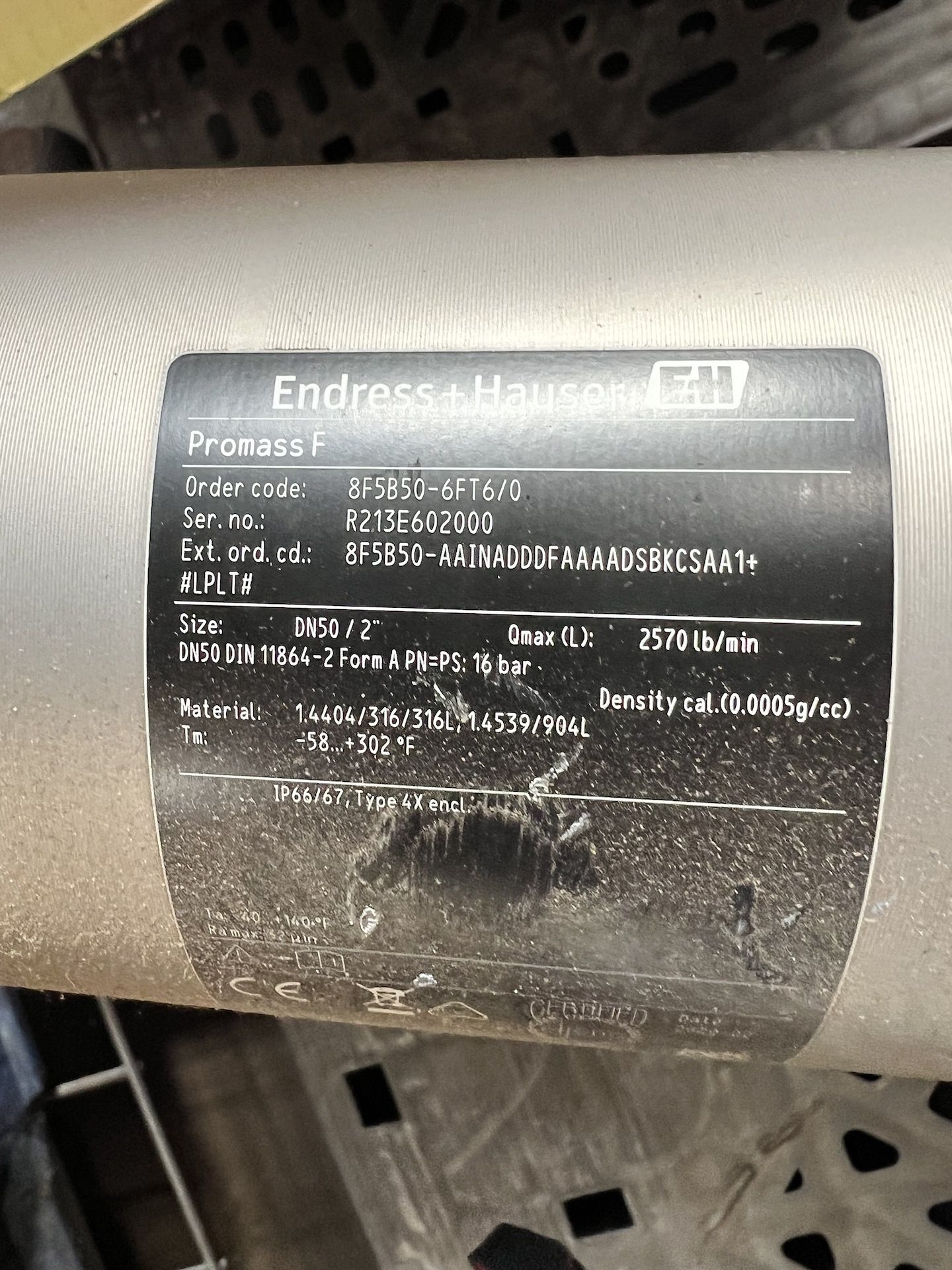 ENDRESS HAUSER FLOW METER, MODEL PROMASS F, S/N R213E602000 - Image 3 of 8