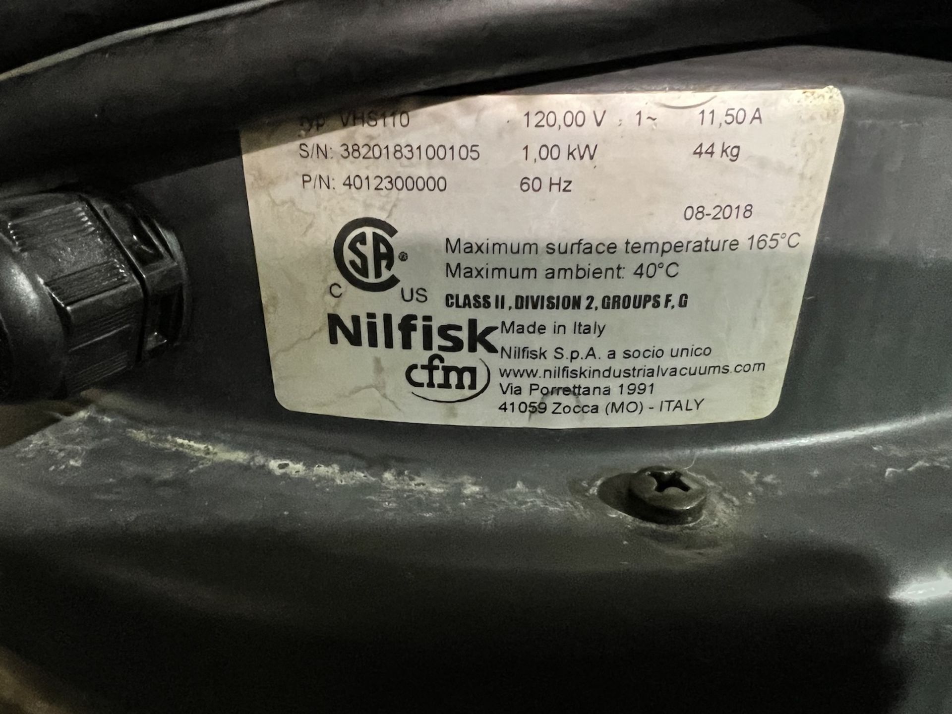 NILFISK EXPLOSION PROOF INDUSTRIAL VACUUM, MODEL VHS110, S/N 3820183100105 - Image 5 of 6