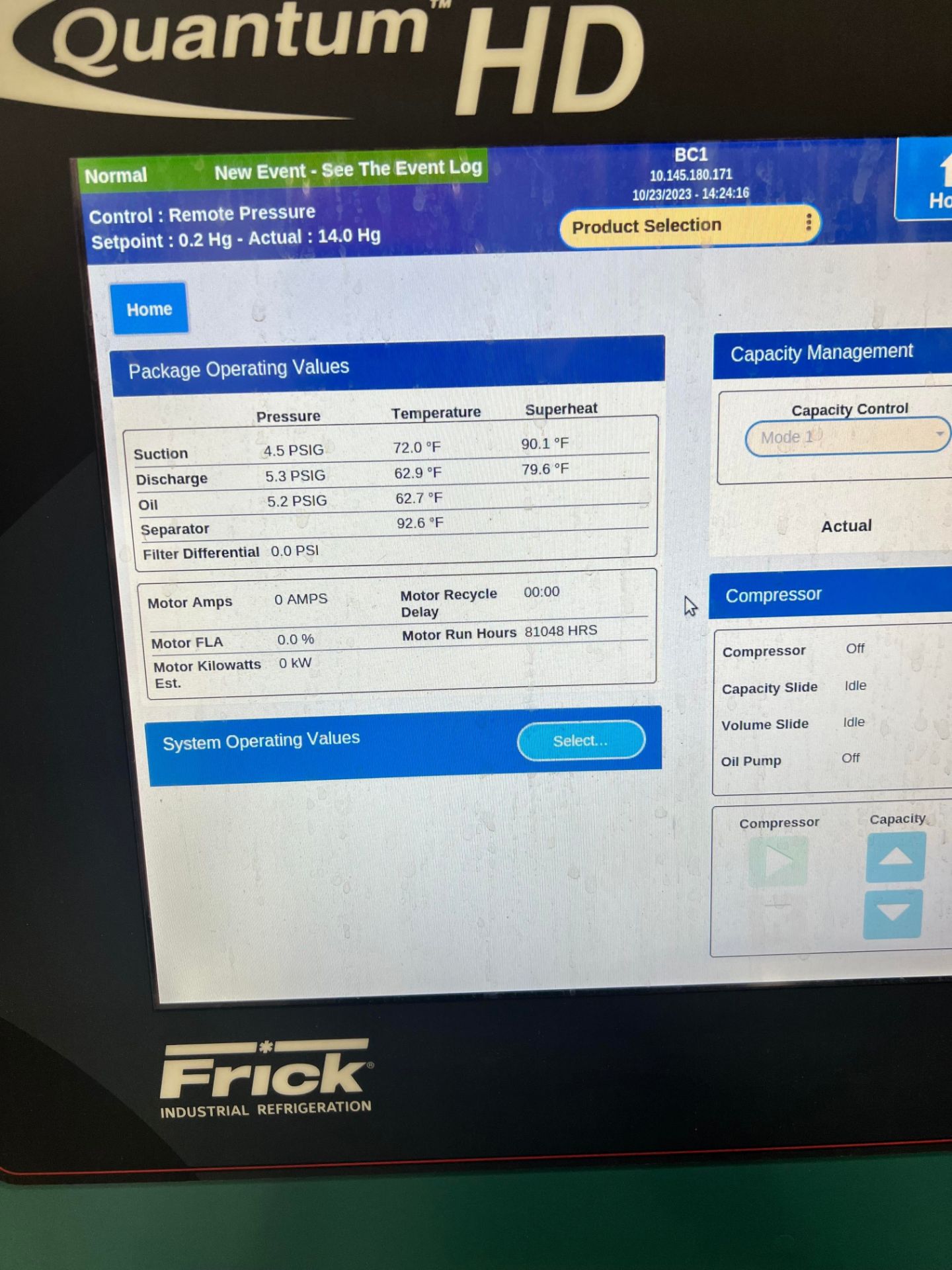 FRICK 450-HP BOOSTER AMMONIA SCREW COMPRESSOR, MODEL TDSB355L, S/N TDSH355L0031KZR B, 3575 RPM, 4800 - Image 3 of 5