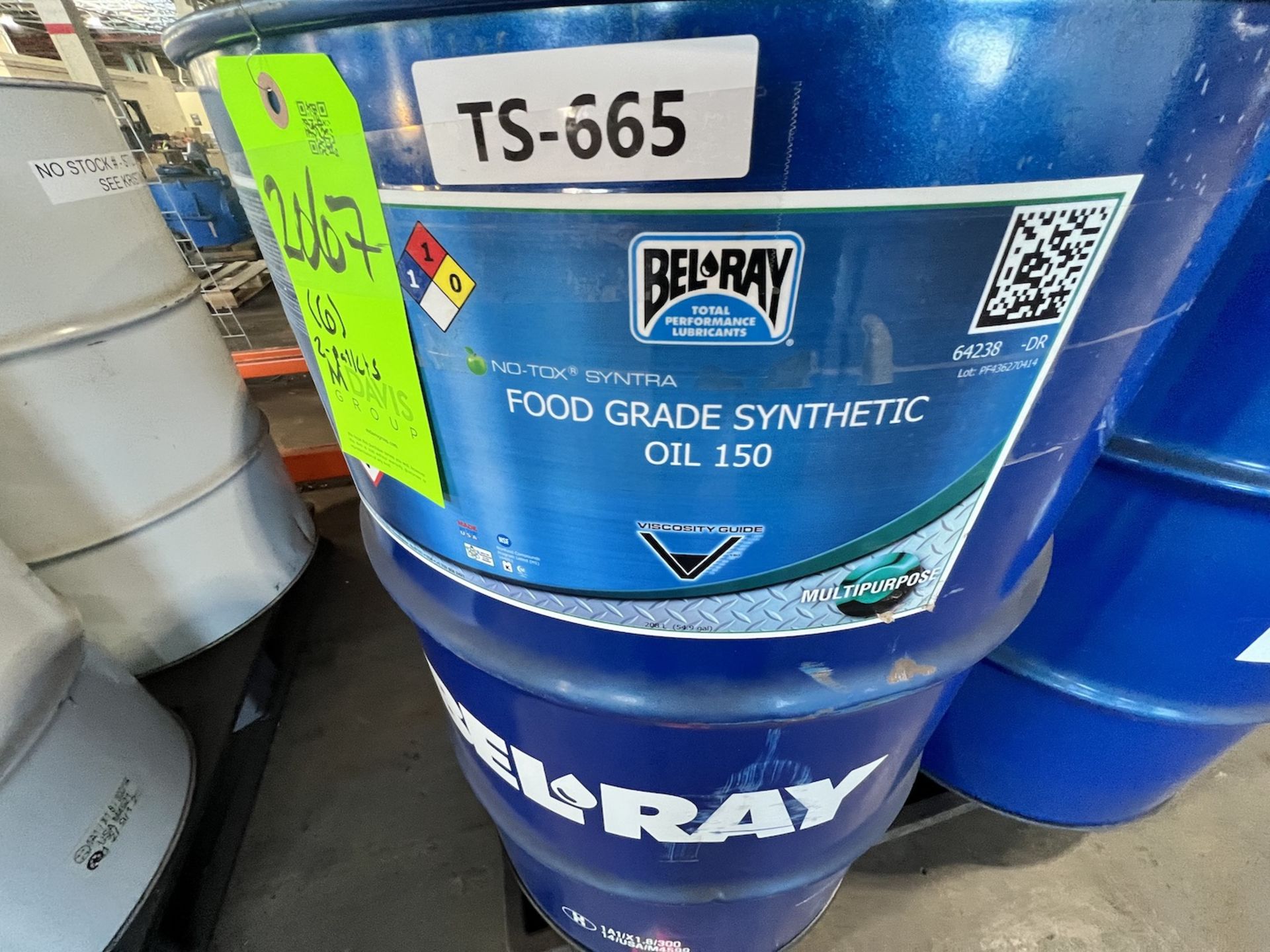(6) BARRELS ON (2) PALLETS OF Belray No Tox Synthetic Food Grade Oil 150, Product Code # 64238-DR, - Image 4 of 8