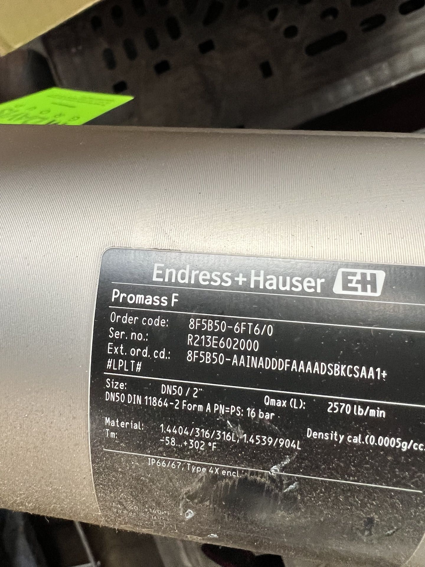 ENDRESS HAUSER FLOW METER, MODEL PROMASS F, S/N R213E602000 - Image 4 of 8