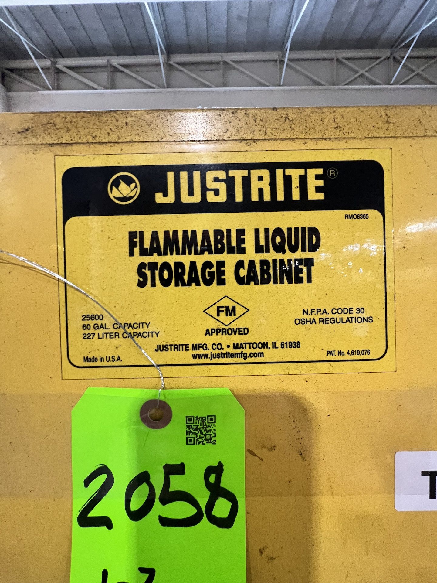 (2) JUSTRITE 60-GALLON CAPACITY FLAMMABLE STORAGE CABINETS, 2-DOOR - Image 3 of 7