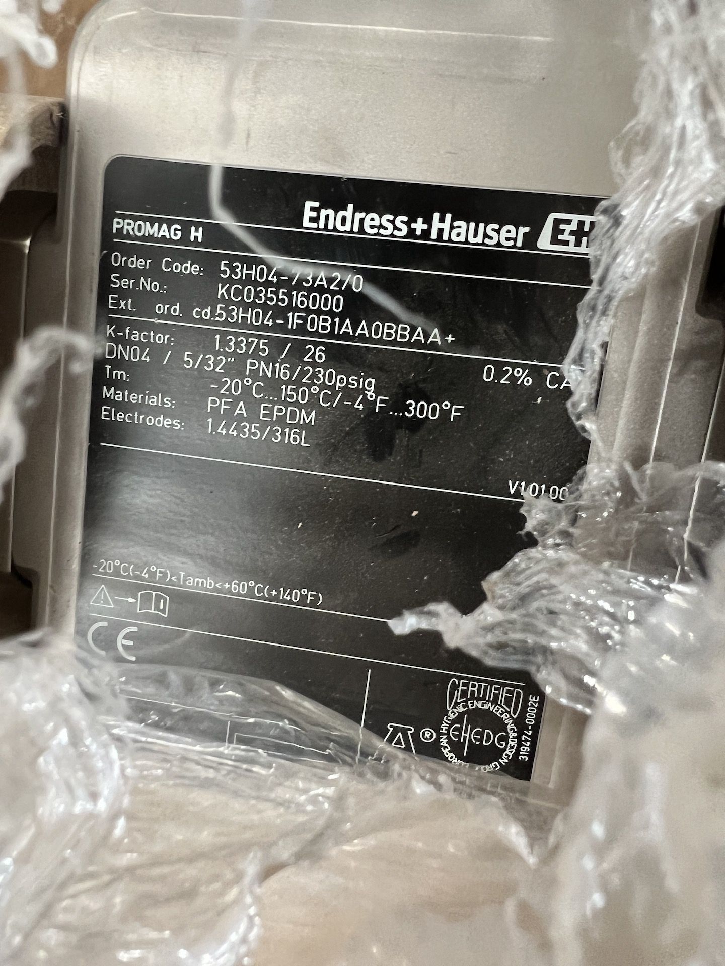 NEW ENDRESS HAUSER FLOW METER (SEE OEM TAG FOR DETAILS) - Image 2 of 3