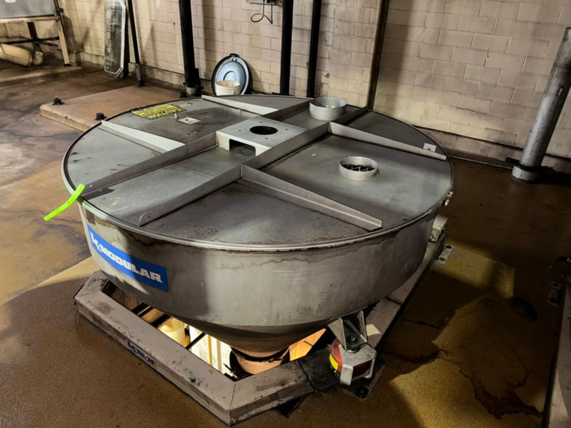 K-Modular S/S Cone Feed Hopper, Aprox. 65” Dia., Mounted on Frame (N: 049118) (LOCATED IN