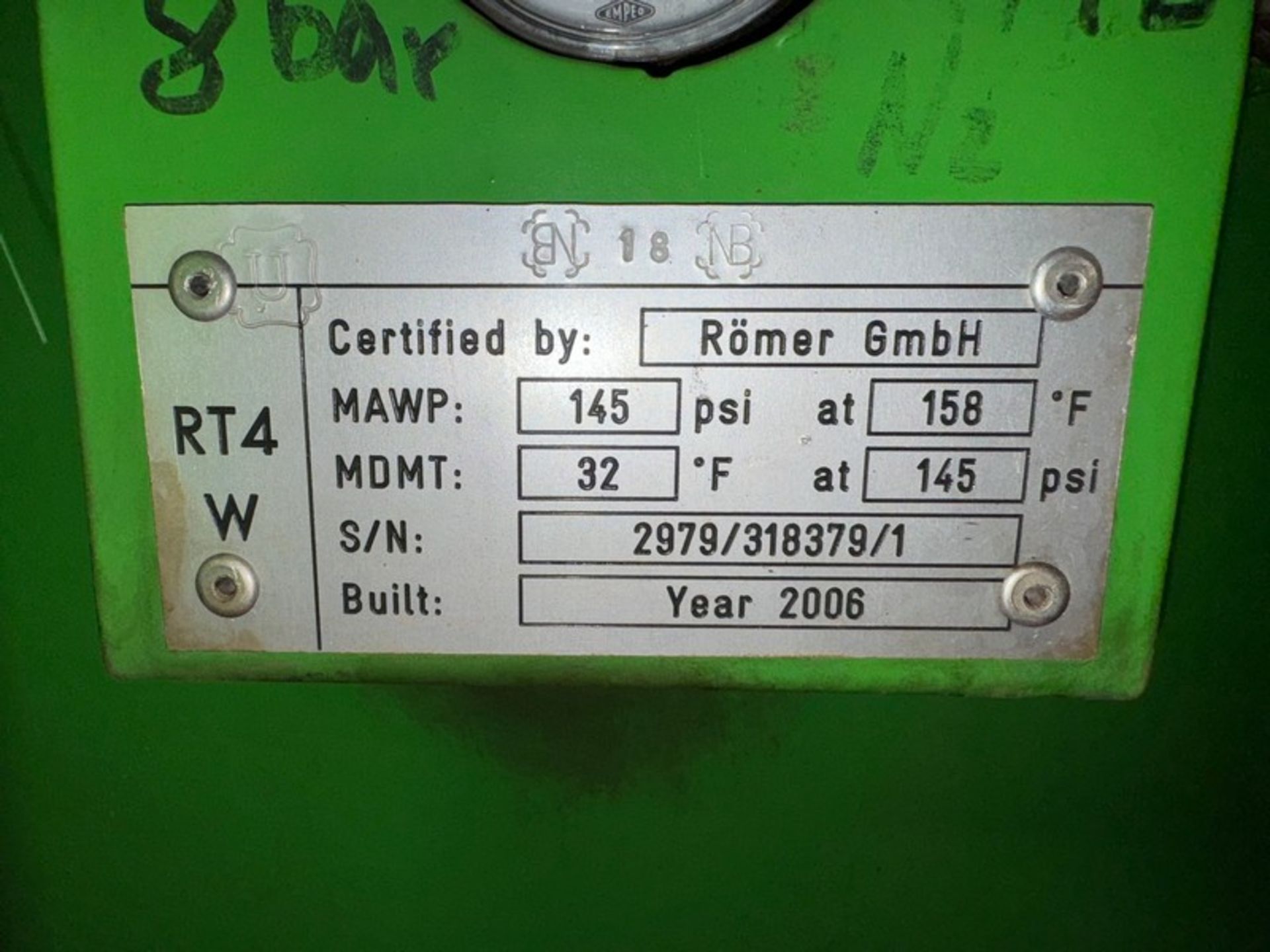 2006 Water Buffer Tank, with 1.5 hp Pump, MAWP: 145 PSI @ 158 F, MDMT: 32 F @ 145 PSI (NOTE: Works - Image 3 of 6