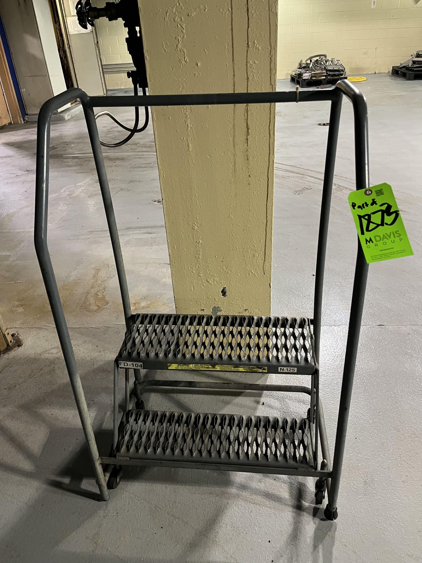 TWO SMALL PUSH LADDERS ON WHEELS (Simple Loading Fee $137.50) - Image 3 of 4