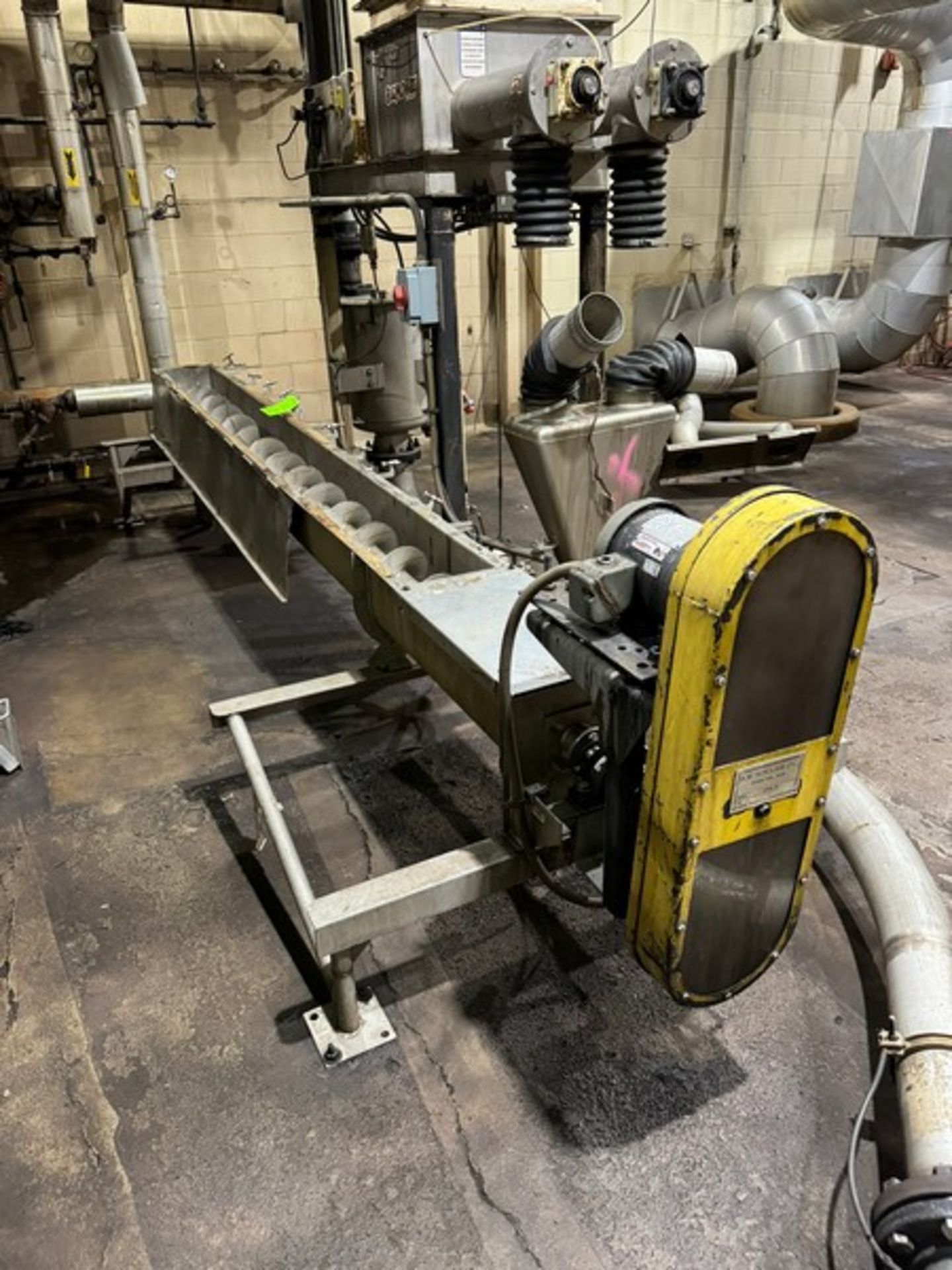 B.W. S/S Auger Conveyor, M/N 9”, S/N 96K325, with 1 hp Motor, Overall Length: Aprox. 13 ft. L,