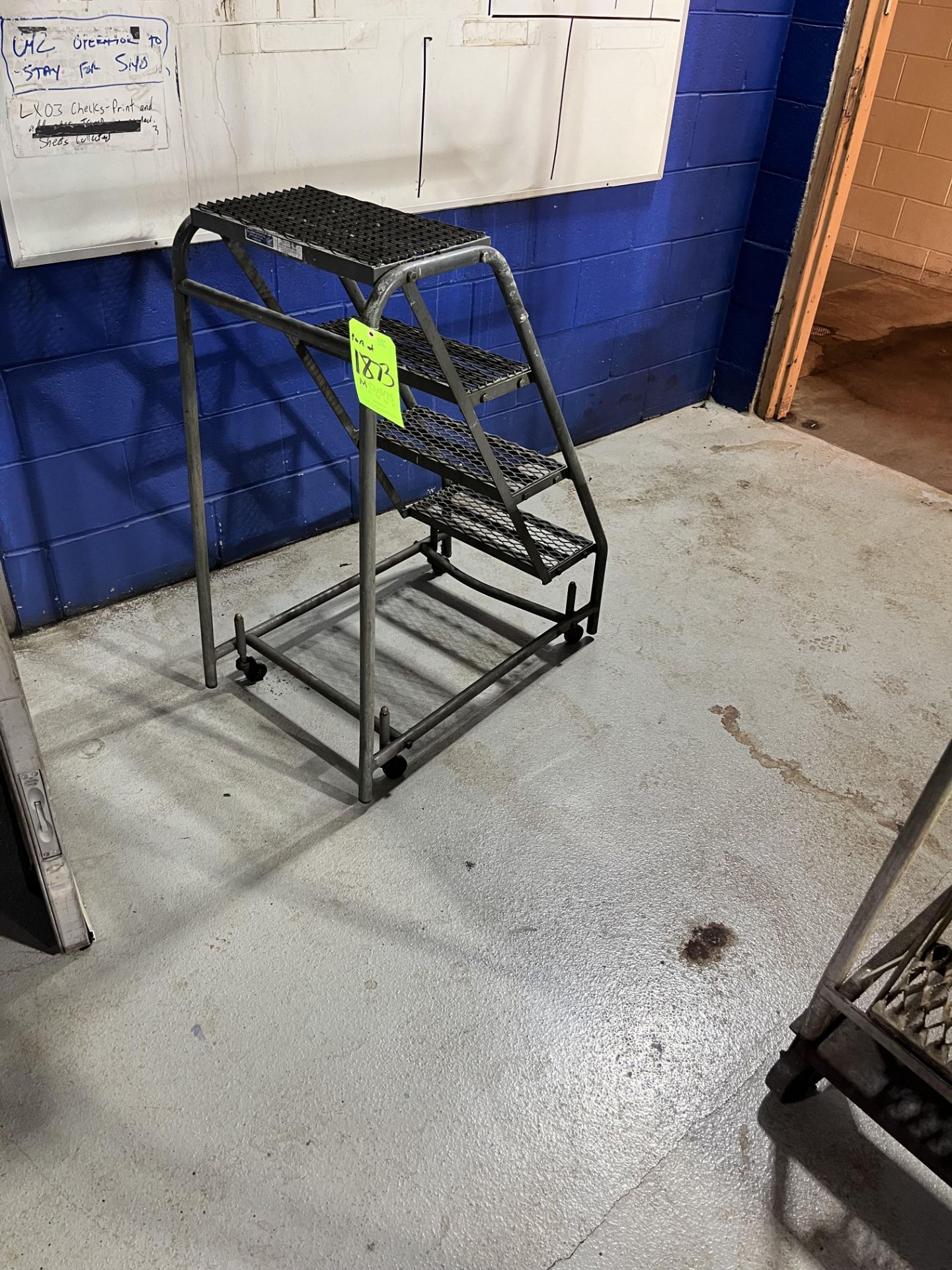 TWO SMALL PUSH LADDERS ON WHEELS (Simple Loading Fee $137.50) - Image 4 of 4