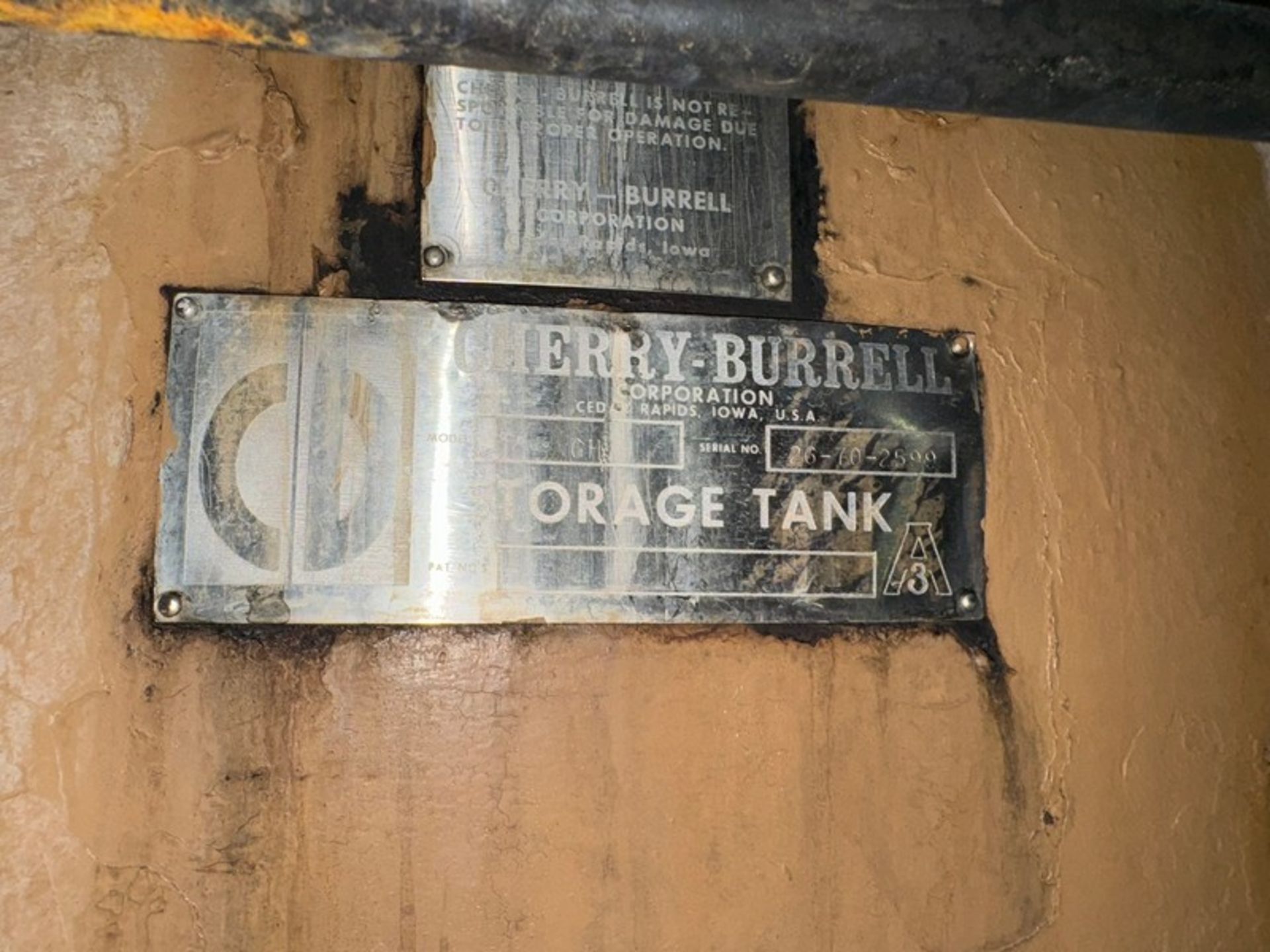 Cherry-Burrell Aprox. 2,500 Gal. S/S Single Wall Tank, M/N GH, S/N 26-70-2599, with Front Man - Image 3 of 8