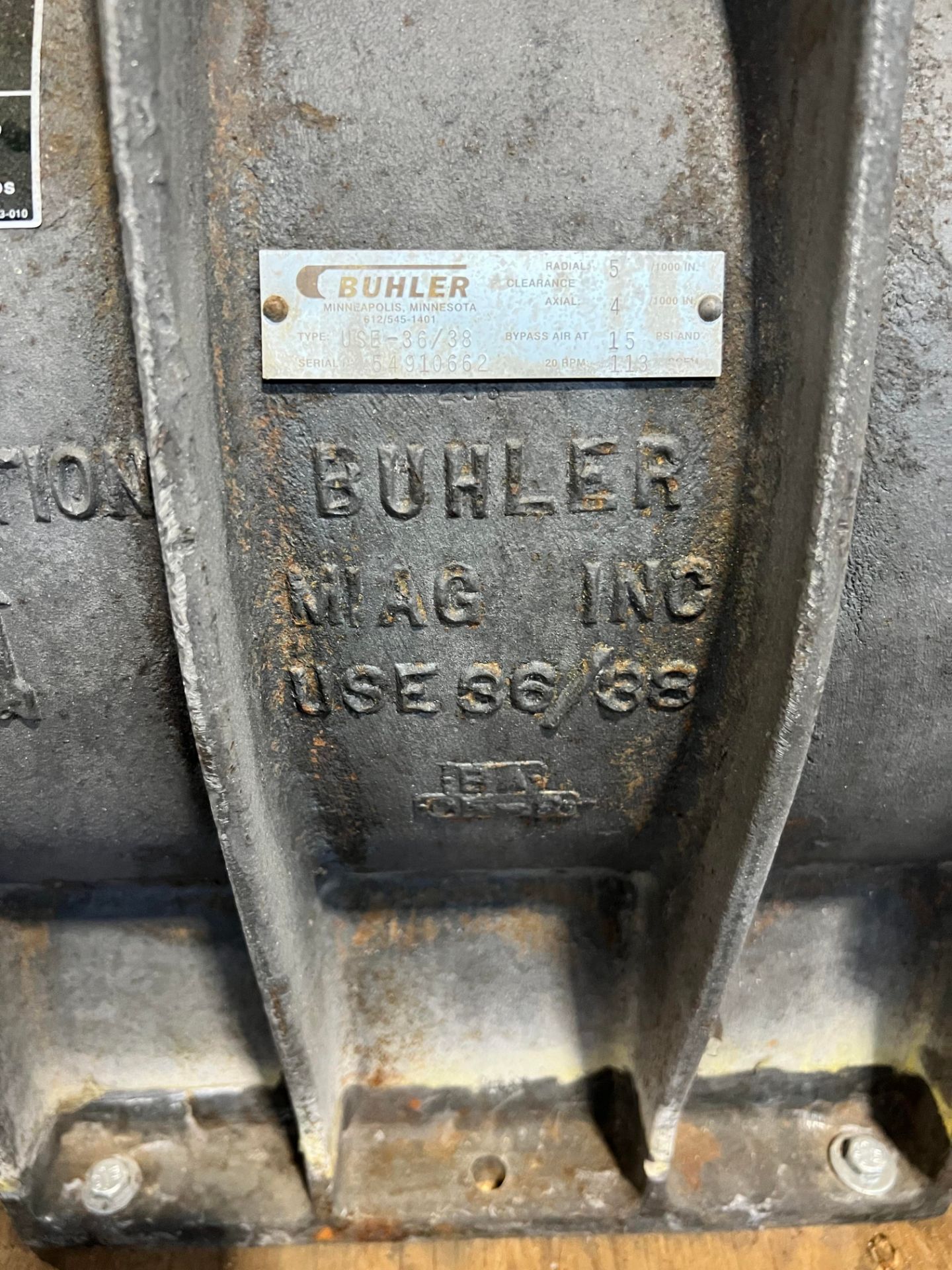 BUHLER ROTARY AIRLOCK VALVE, MODEL USE-36/38 (SIMPLE LOADING FEE $110) - Image 2 of 5