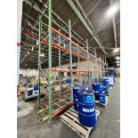 PALLET RACKING, APPROX. 39 PALLET SPACES, 7 UPRIGHTS, APPROX. 30 CROSS BEAMS, WIRE SHELVING