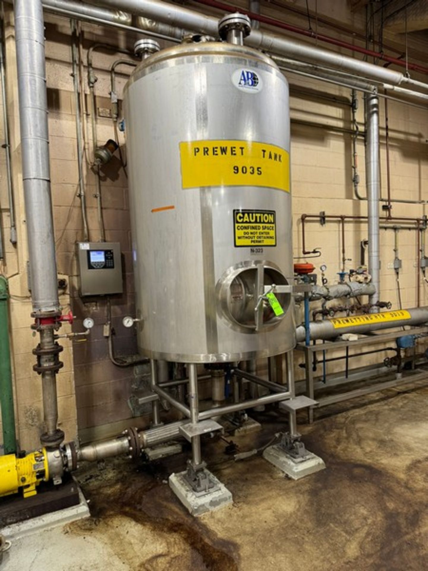 2001 A&B Process Systems Aprox. 500 Gal. S/S Single Wall Tank, S/N 102853010, Mounted on Load