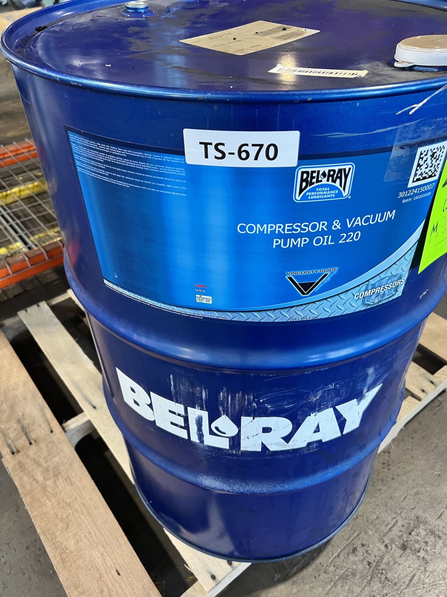 BELRAY 55-GALLON DRUM OF COMPRESSOR AND VACUUM PUMP OIL 220 - Image 3 of 3