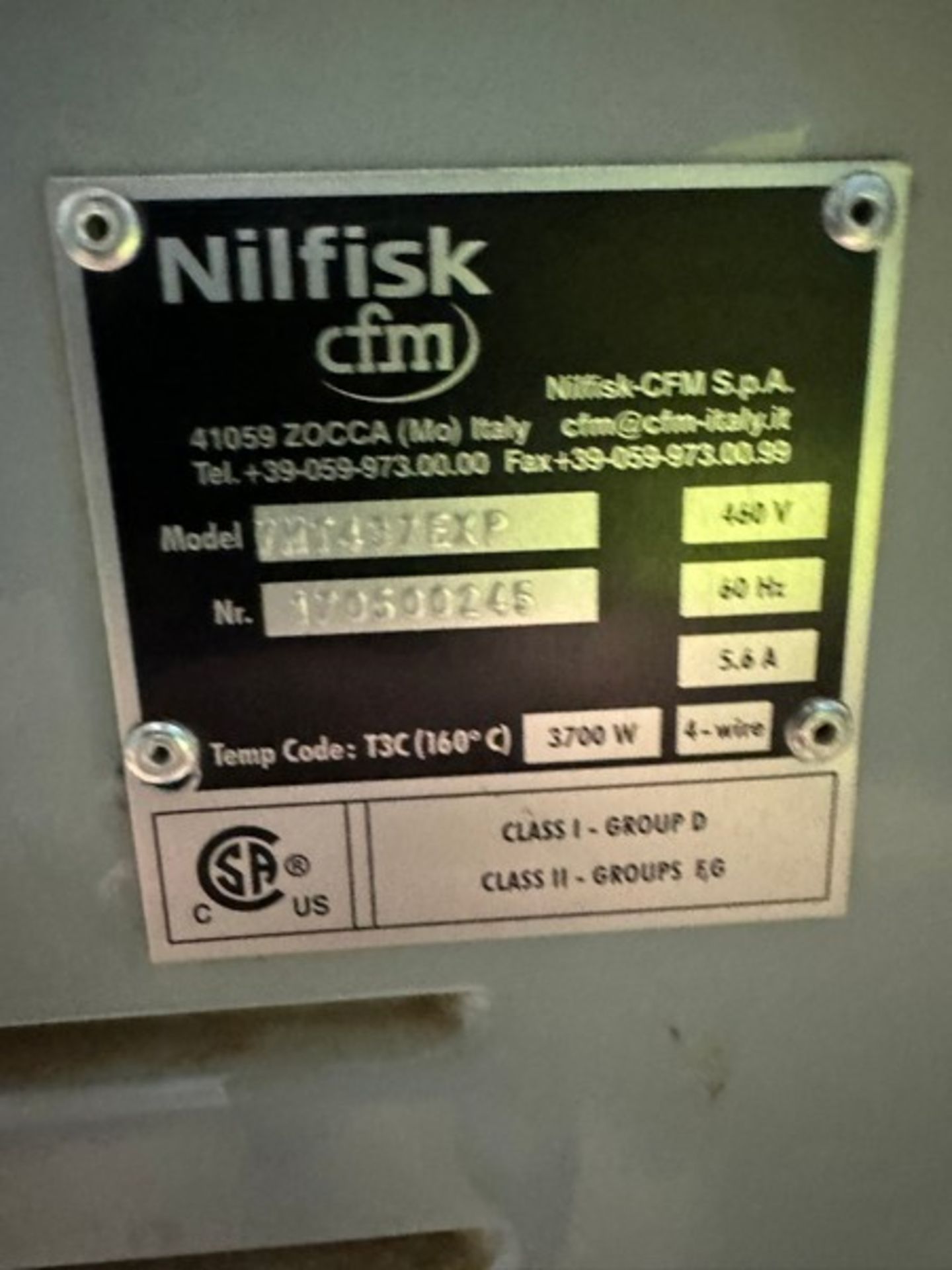 Nilfisk Portable Dust Collector, M/N VHT437EXP, S/N 170500245, On Portable Frame (LOCATED IN - Image 4 of 5