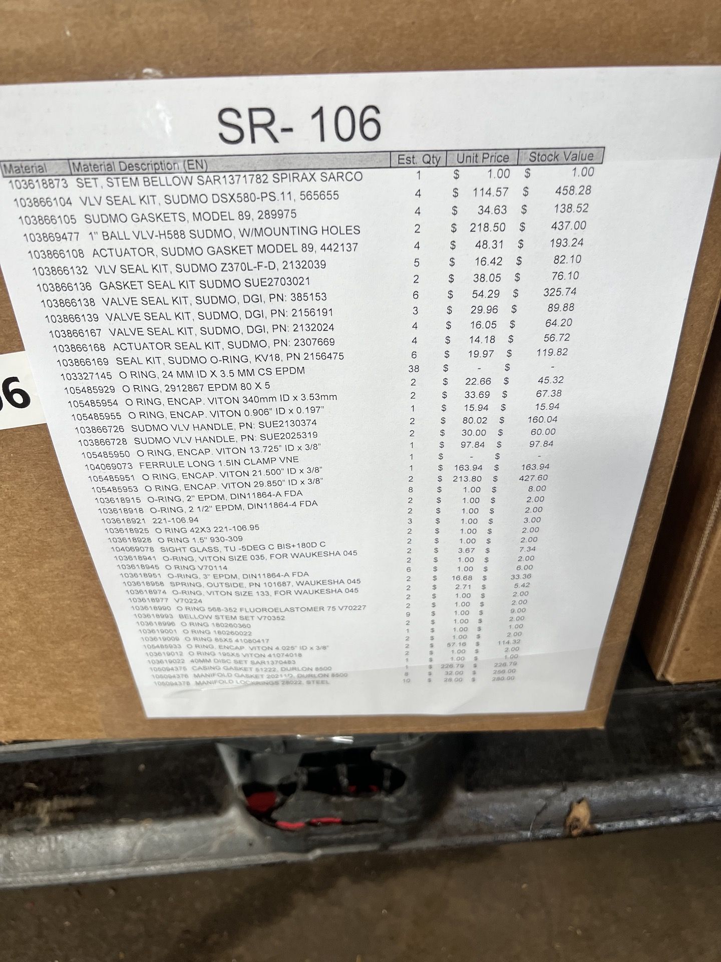 ASSORTED MRO AND SPARE PARTS, PLEASE SEE INVENTORY LISTS IN PHOTOS - Image 14 of 17