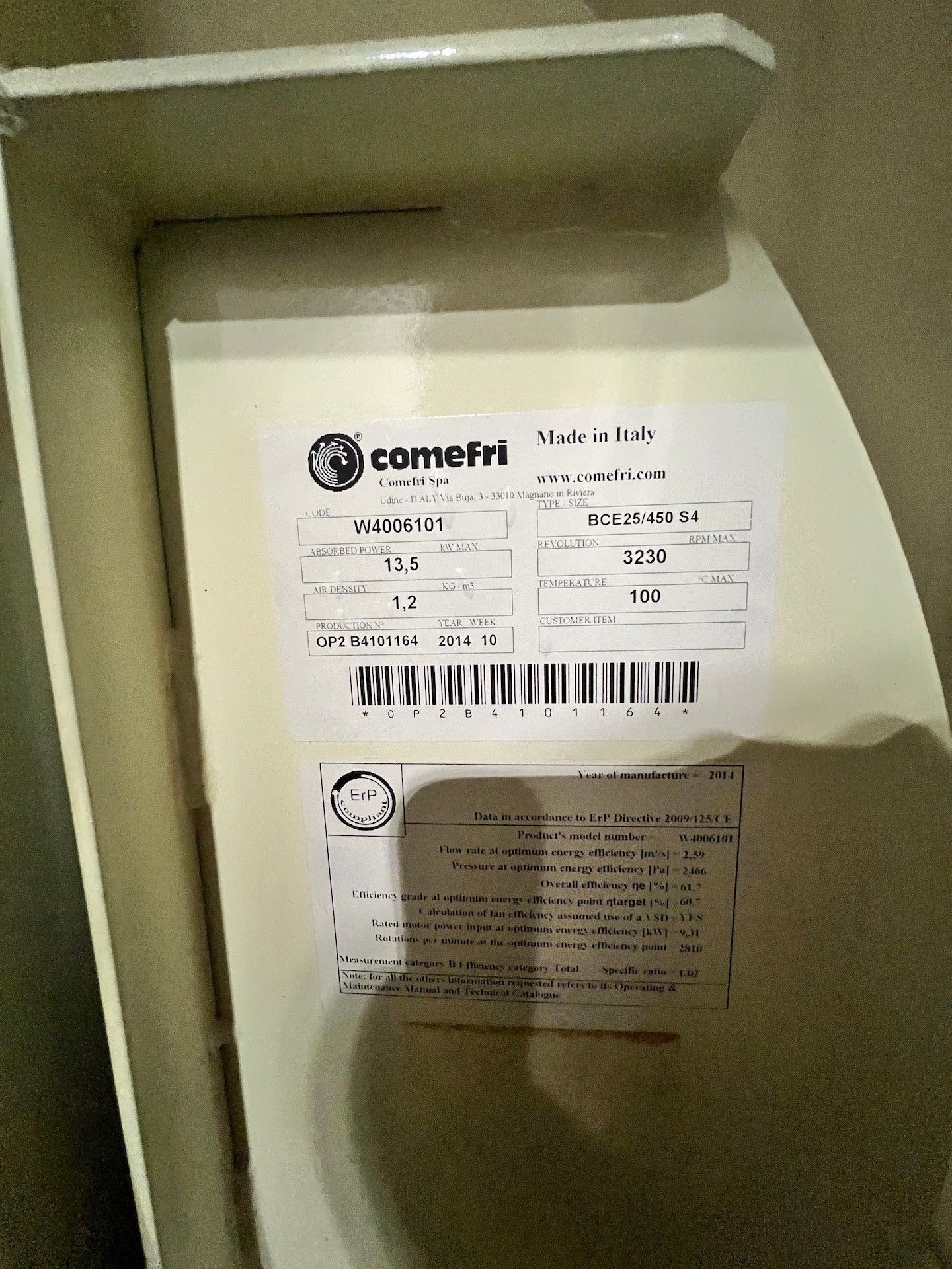 SINTECO AIR HANDLER, MODEL HL1/65/A-V, S/N 2481, 6,500 M3/H CAPACITY(SUBJECT TO BULK BID IN LOT - Bild 5 aus 5