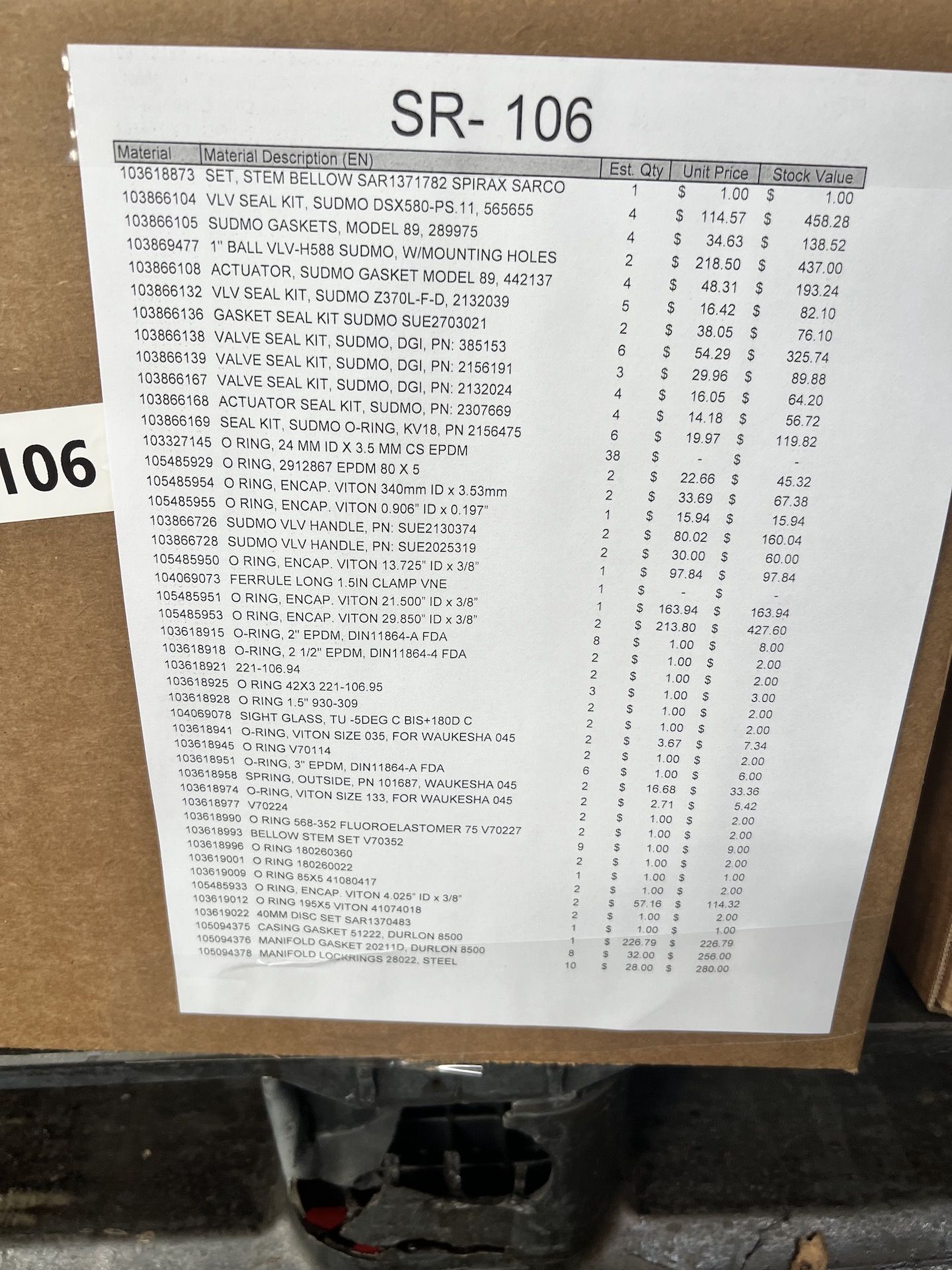 ASSORTED MRO AND SPARE PARTS, PLEASE SEE INVENTORY LISTS IN PHOTOS - Image 15 of 17