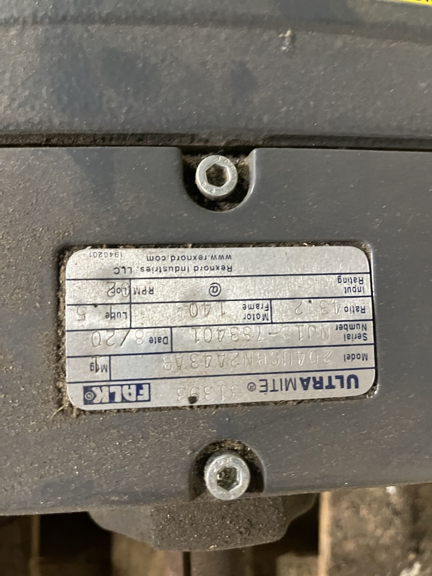 FALK ULTRAMITE 204UC GEARMOTOR MODEL:204UCBN2A43AB SERIAL NO.NJ12-783401 DATE 08/20 RATIO 43.2 MOTOR - Image 4 of 4