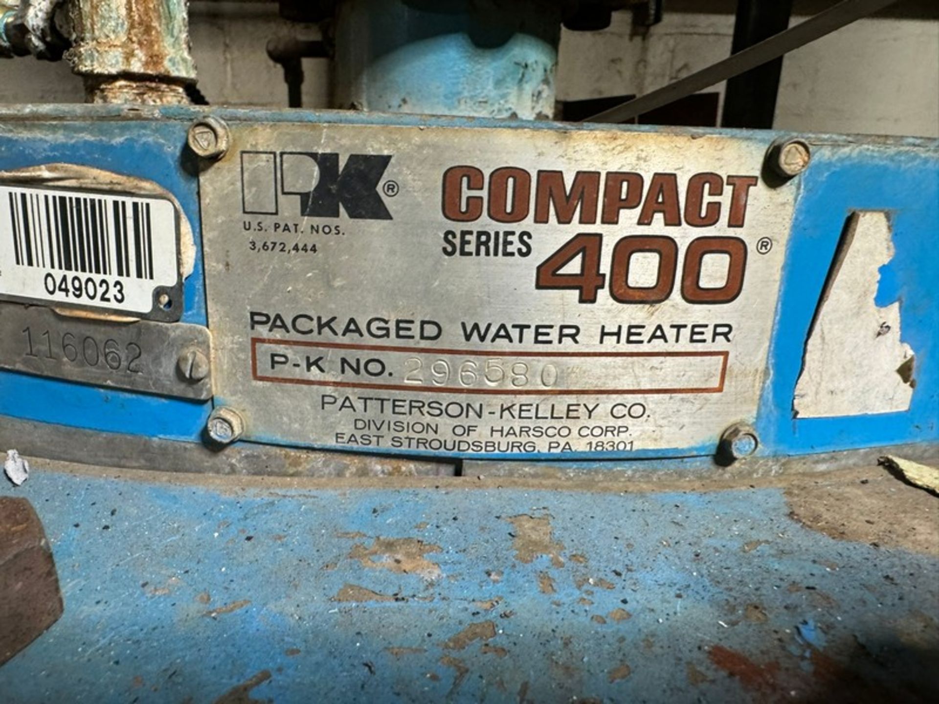 Patterson-Kelley Packaged Water Heater, PK. No. 296580, Compact Series 400 (N: 049023)(LOCATED IN - Image 3 of 3