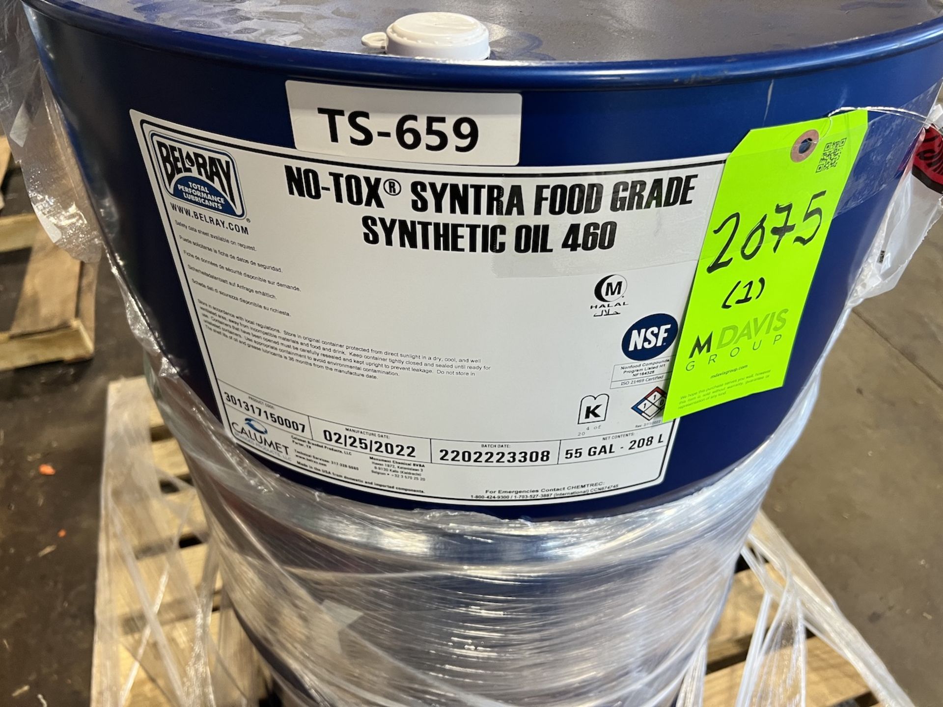 55-GALLON DRUM OF BELRAY NO-TOX SYNTRA FOOD GRADE SYNTHETIC OIL 460 - Image 2 of 2