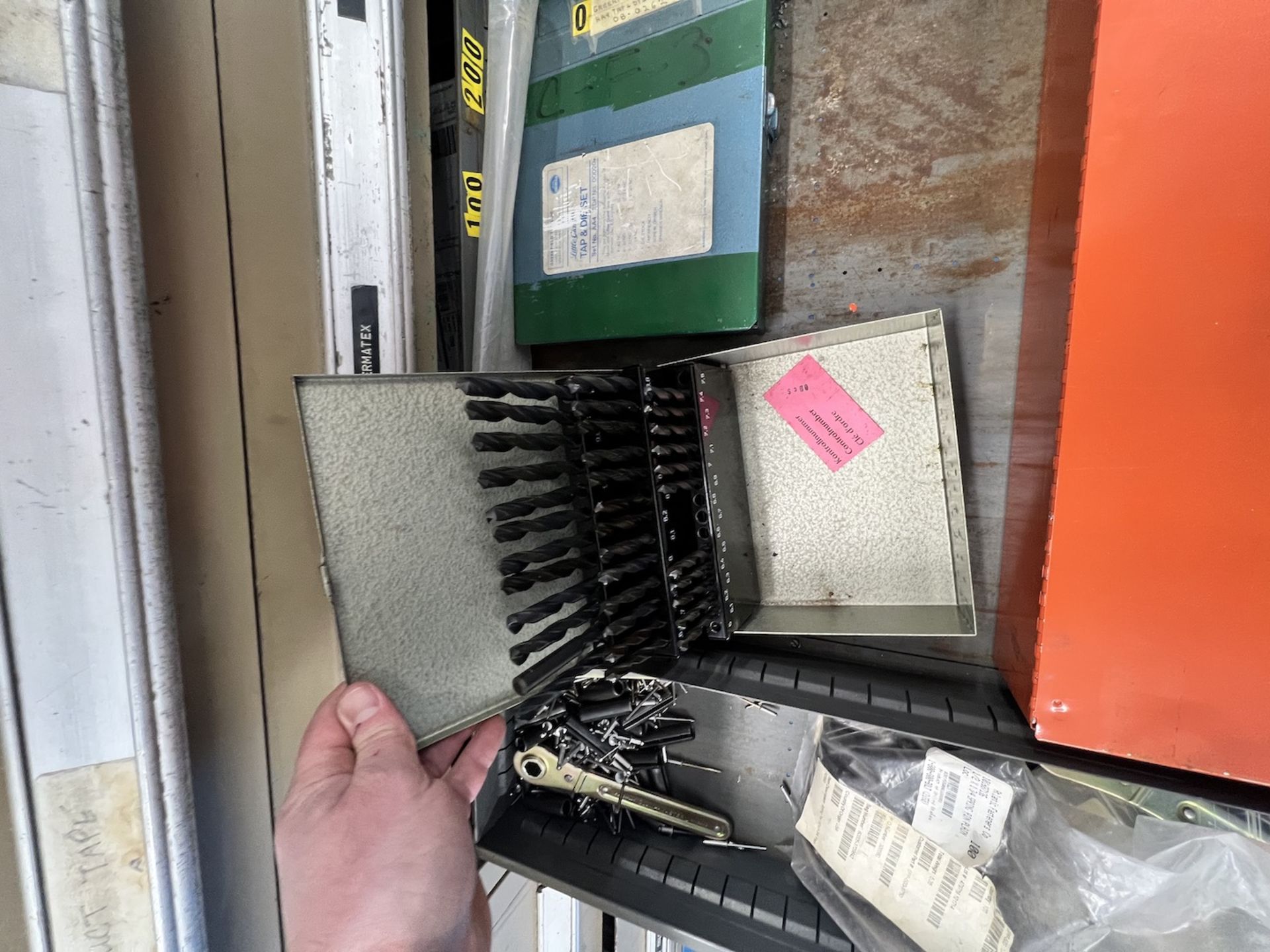 PARTS CABINET WTH CONTENTS, INCLUDES ASSORTED HARDWARE, RETAINING RINGS, AND MORE - Image 10 of 12