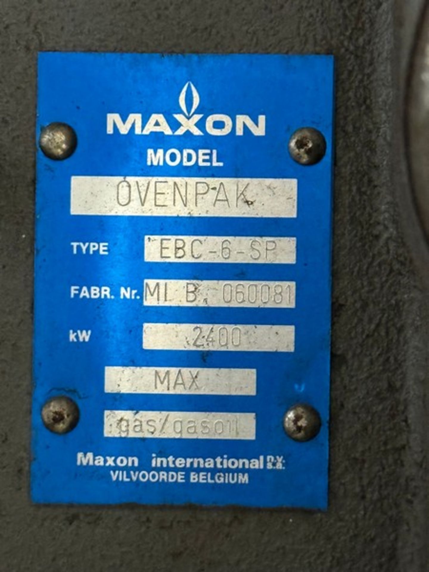 Probat/Maxon International Natural Gas Burner Set, M/N OvenPak, Type: EBC-6-SP, With Vertical Duct - Image 6 of 8