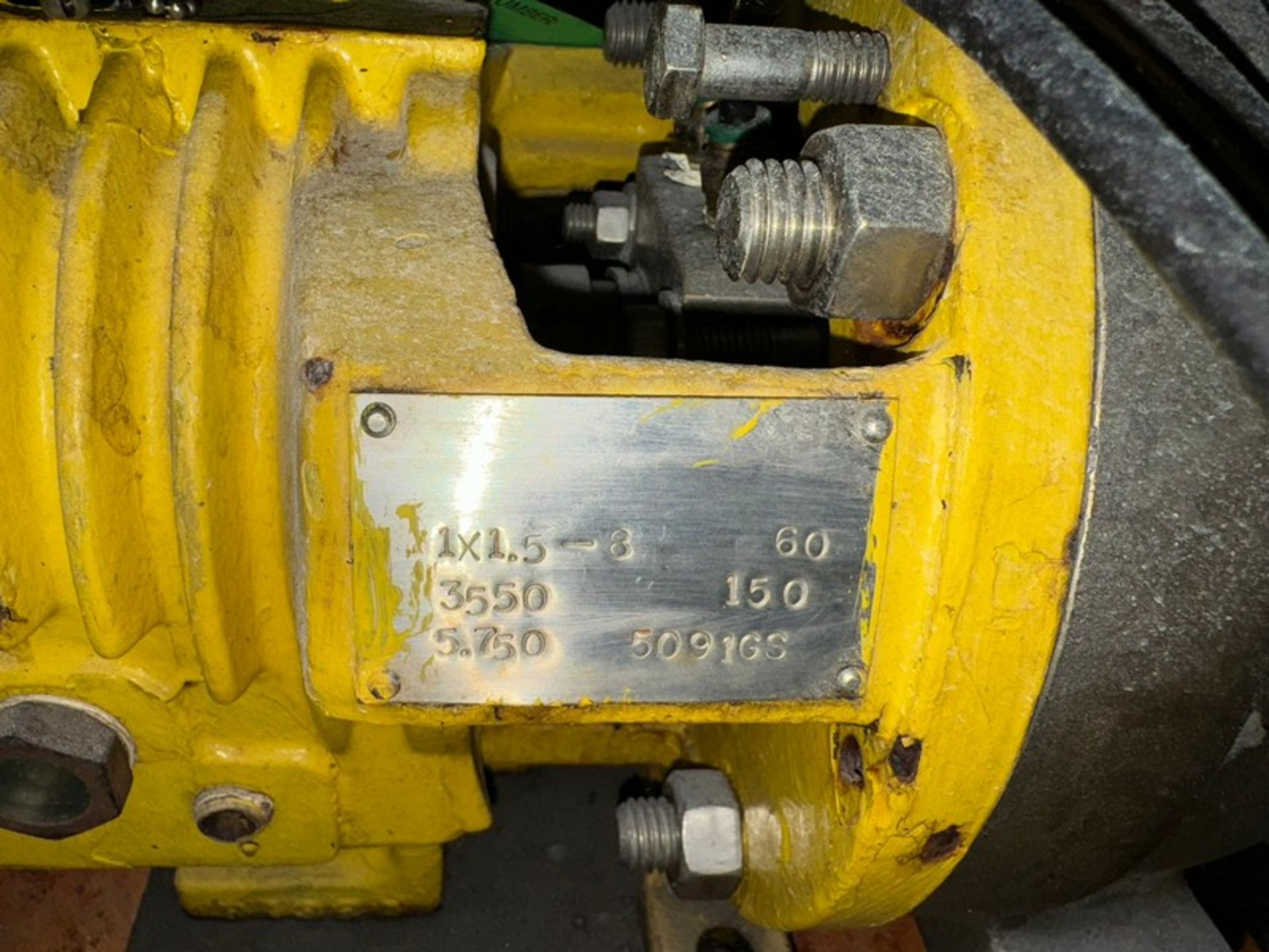 15 hp Pump, Size: 1 x 1.5-8, S/N 3550, with Baldor 3525 RPM Motor, 460 Volts, 3 Phase (N: 028286)( - Image 3 of 4