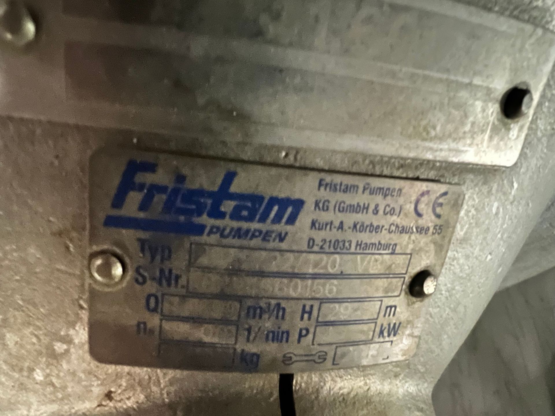 FRISTAM CENTRIFUGAL PUMP, MODEL FP722/120 (SIMPLE LOADING FEE$110) - Image 3 of 3